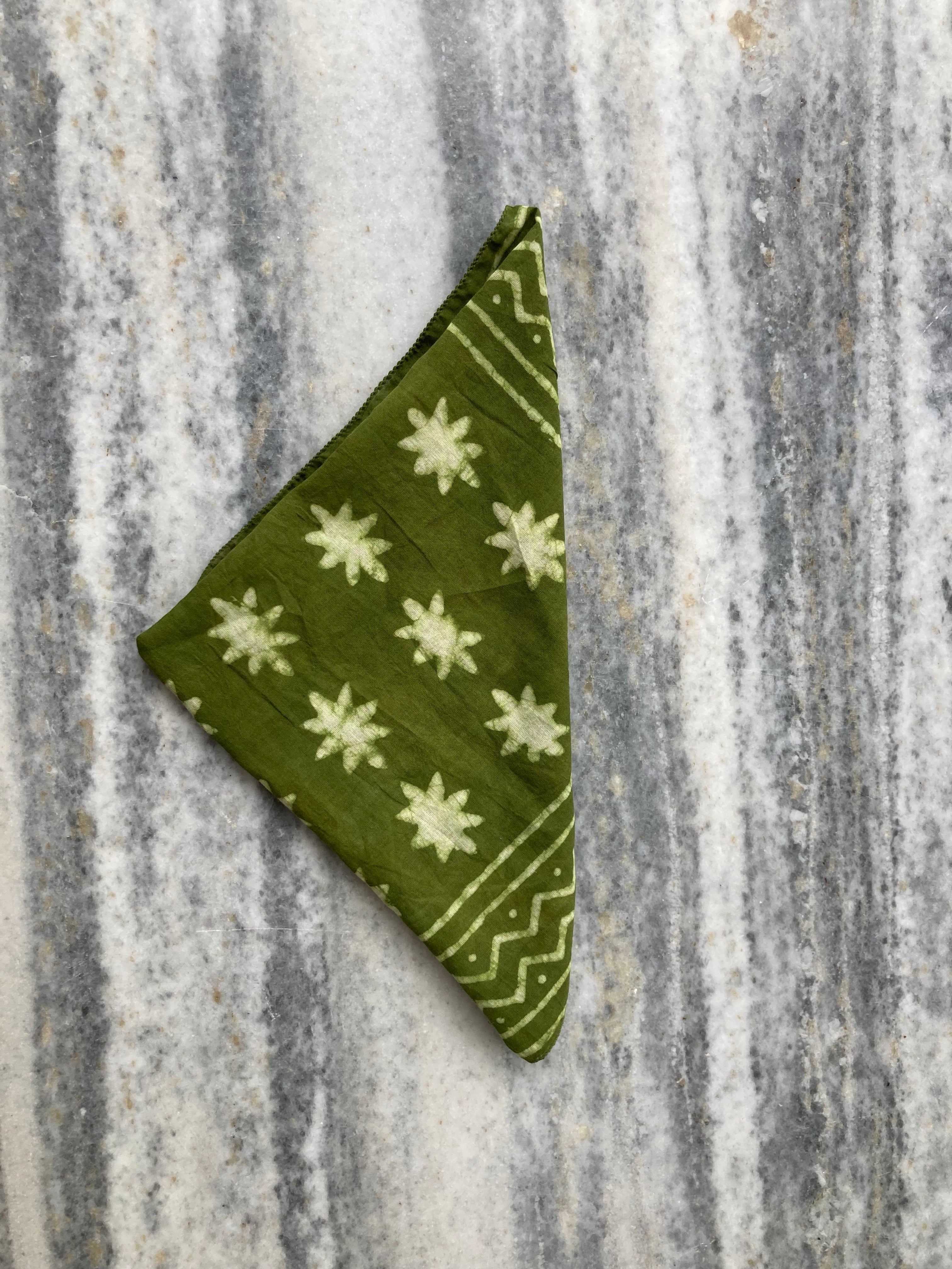 Hand Block Printed Cotton Bandana: Natural Dye Neckerchief - Made in India