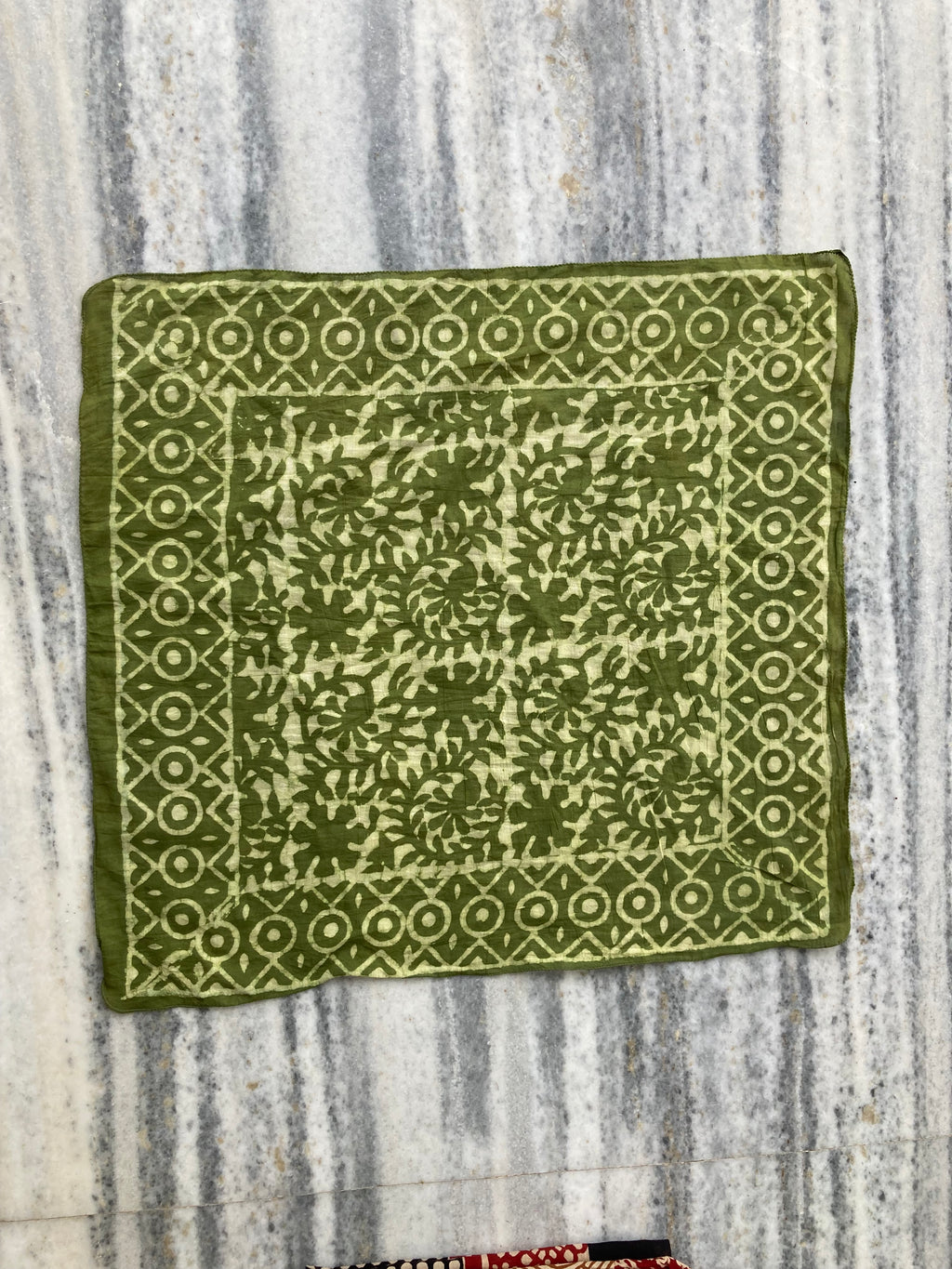 Hand Block Printed Cotton Bandana: Natural Dye Neckerchief - Made in India