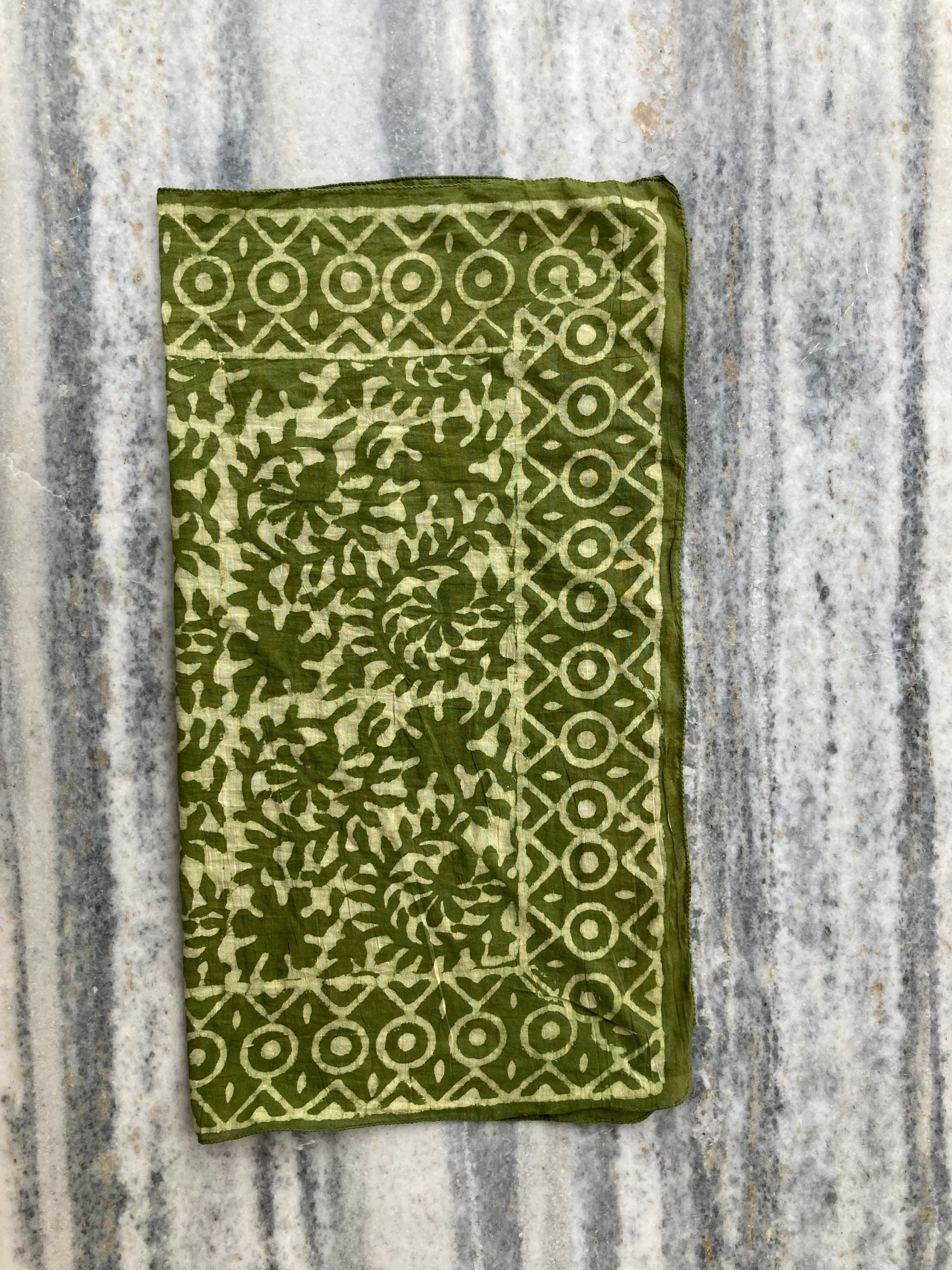 Hand Block Printed Cotton Bandana: Natural Dye Neckerchief - Made in India