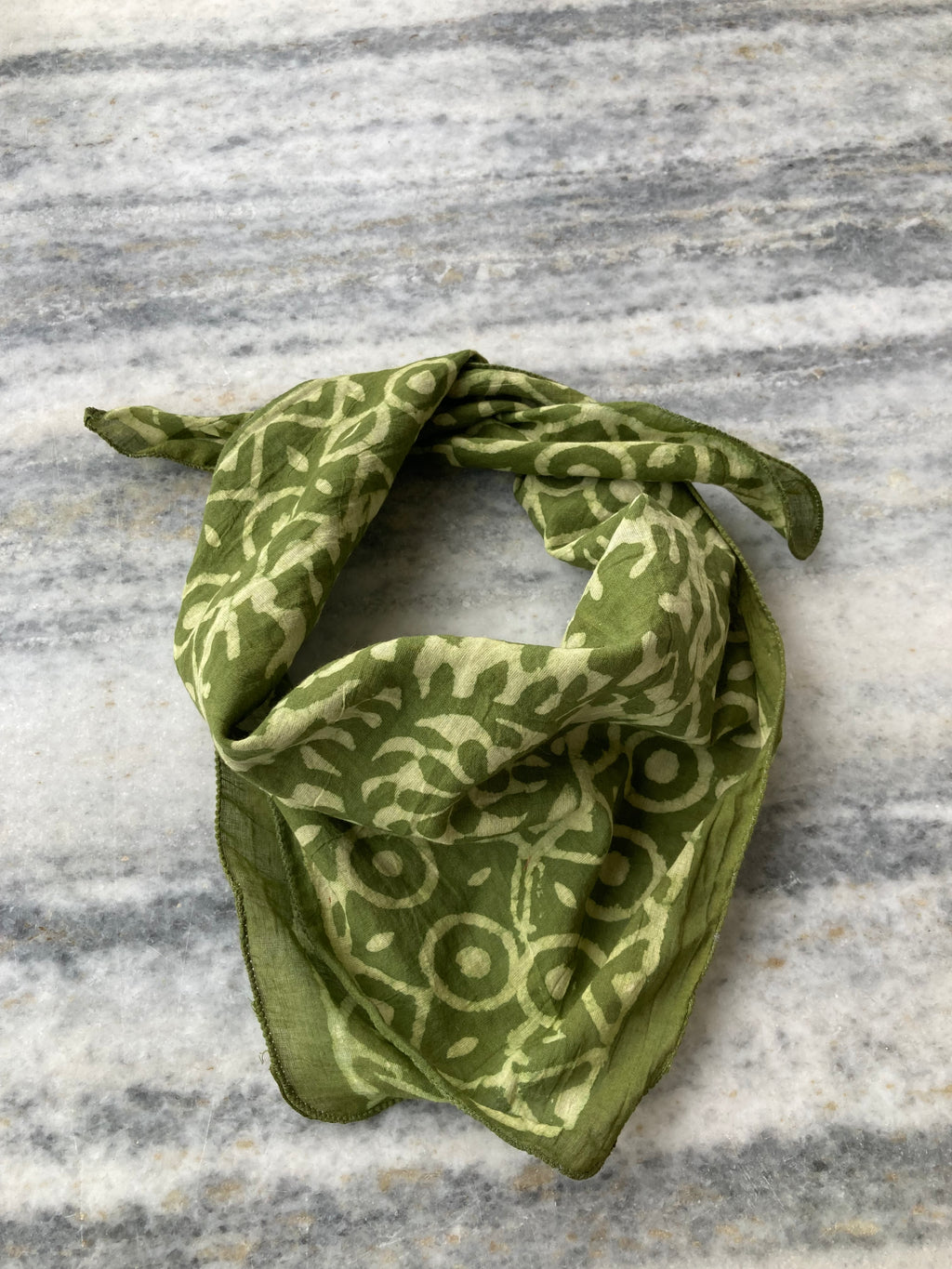 Hand Block Printed Cotton Bandana: Natural Dye Neckerchief - Made in India