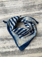 Hand Block Printed Cotton Bandana: Natural Dye Neckerchief - Made in India