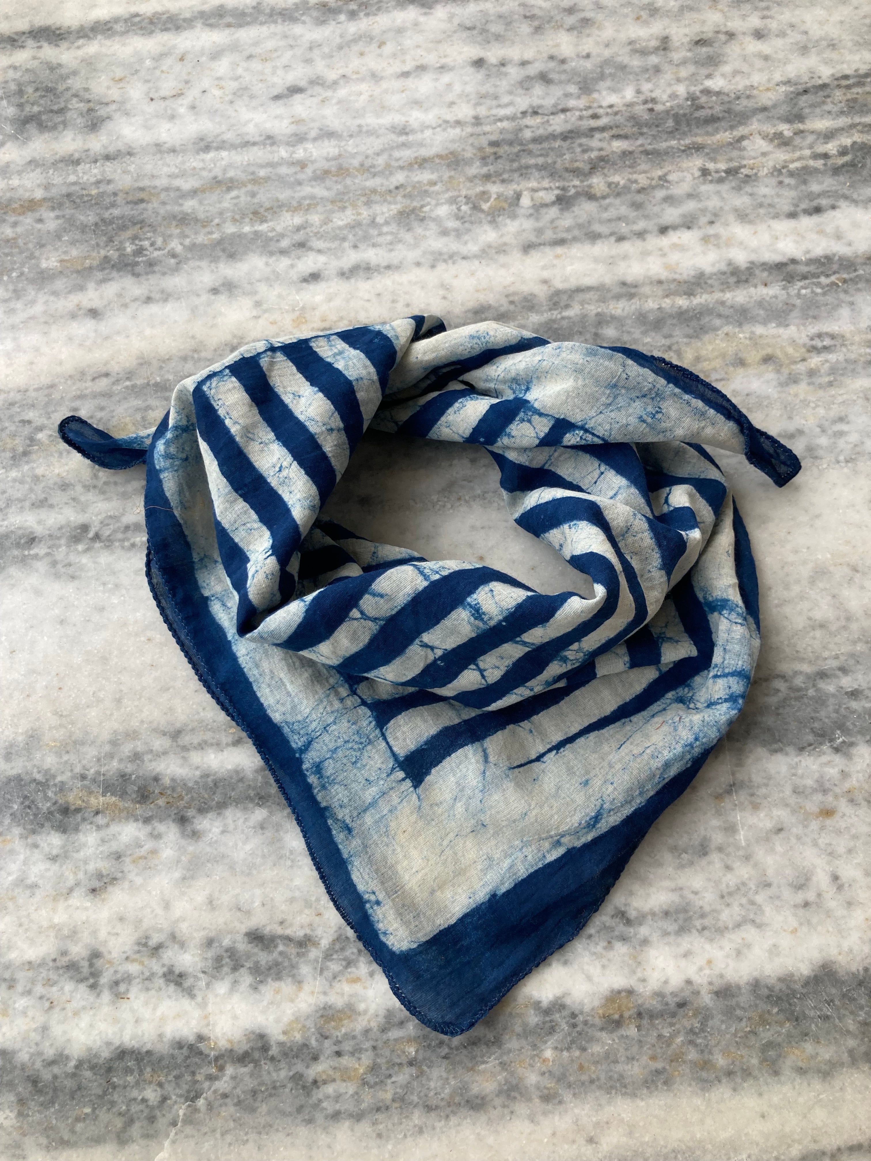Hand Block Printed Cotton Bandana: Natural Dye Neckerchief - Made in India