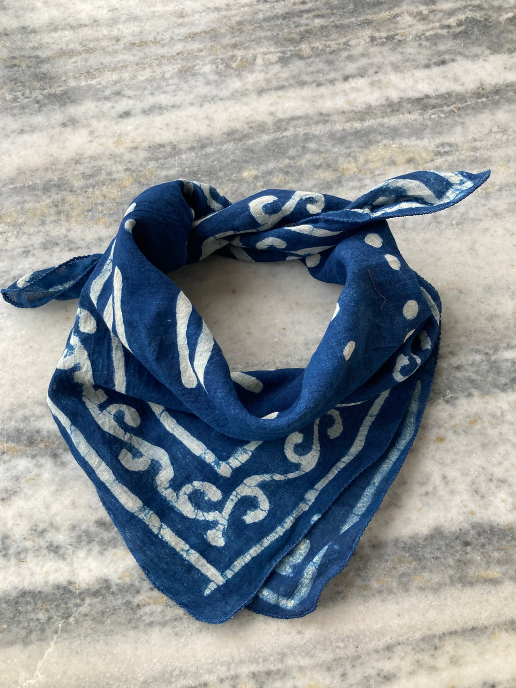 Hand Block Printed Cotton Bandana: Natural Dye Neckerchief - Made in India