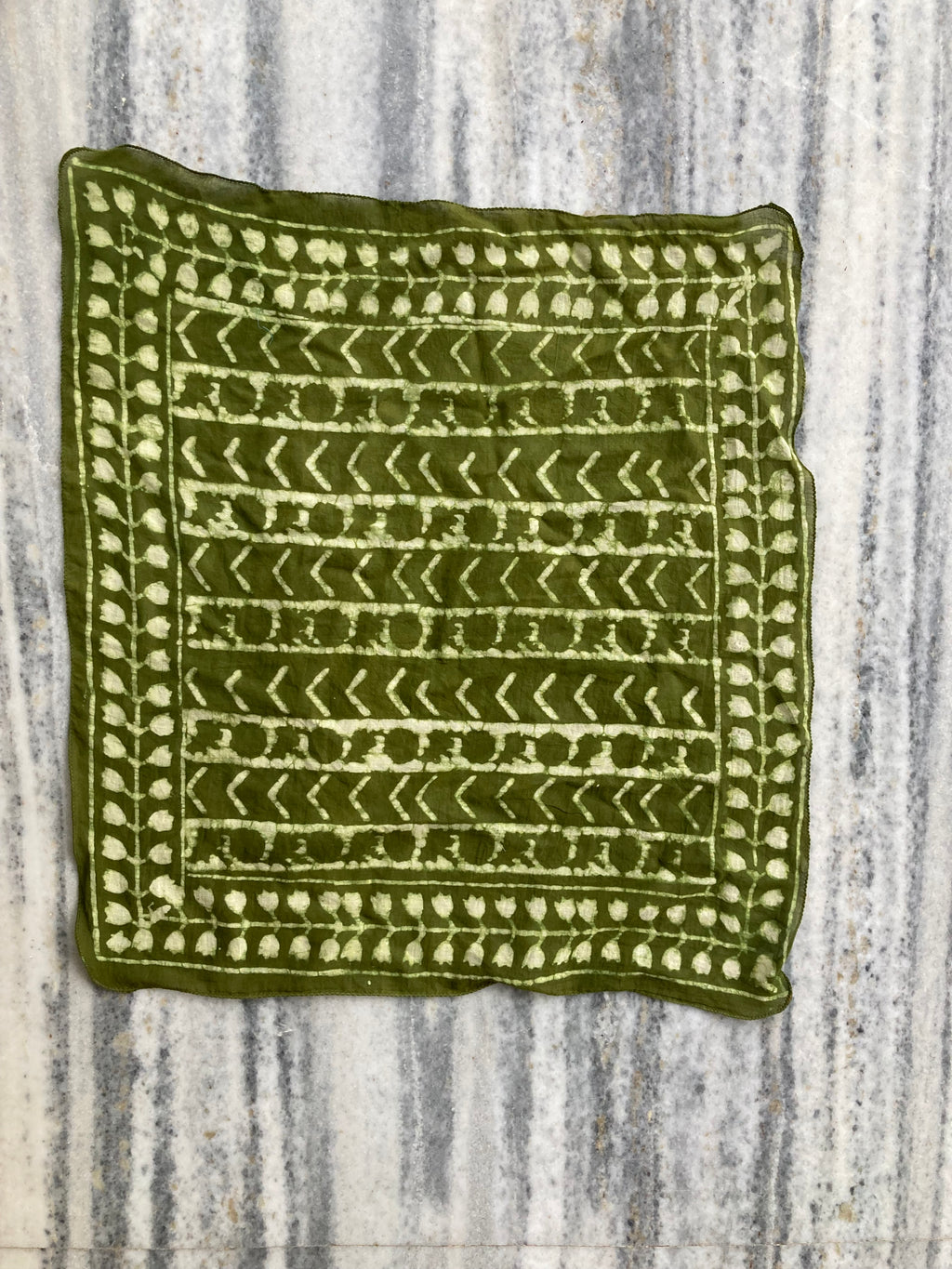 Hand Block Printed Cotton Bandana: Natural Dye Neckerchief - Made in India