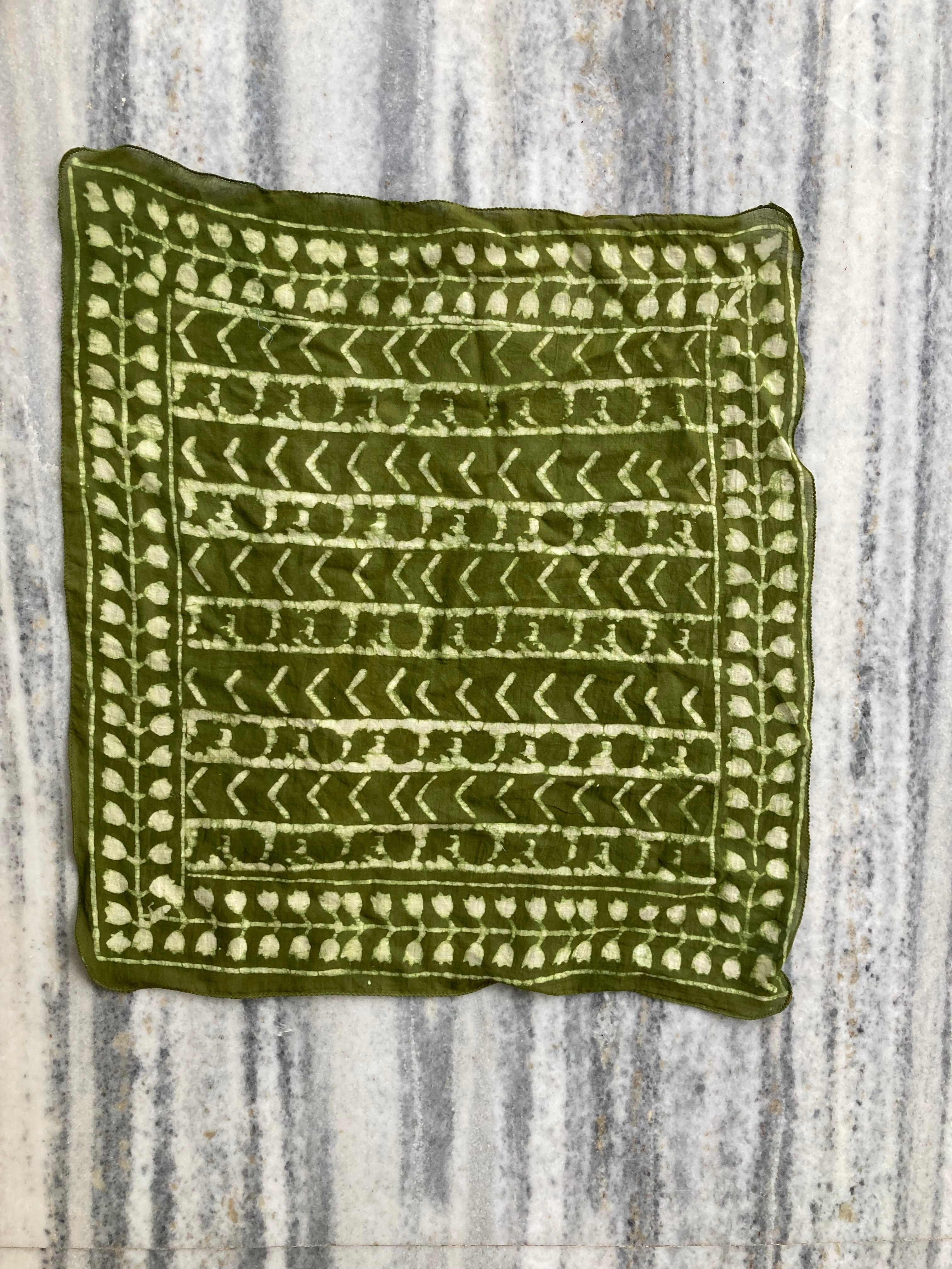 Hand Block Printed Cotton Bandana: Natural Dye Neckerchief - Made in India