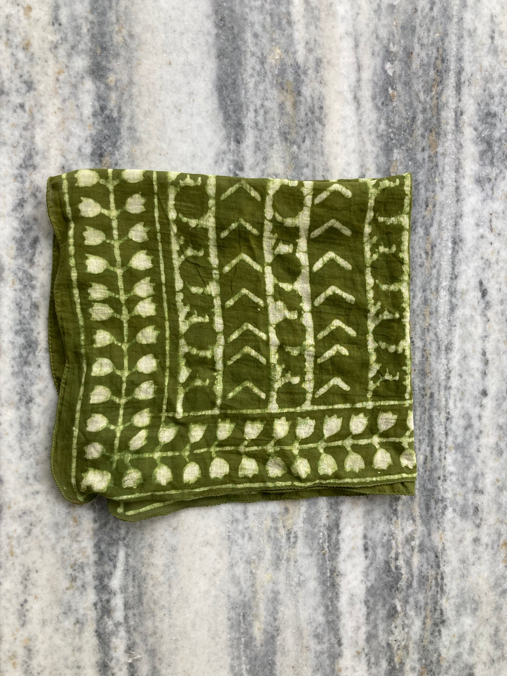 Hand Block Printed Cotton Bandana: Natural Dye Neckerchief - Made in India