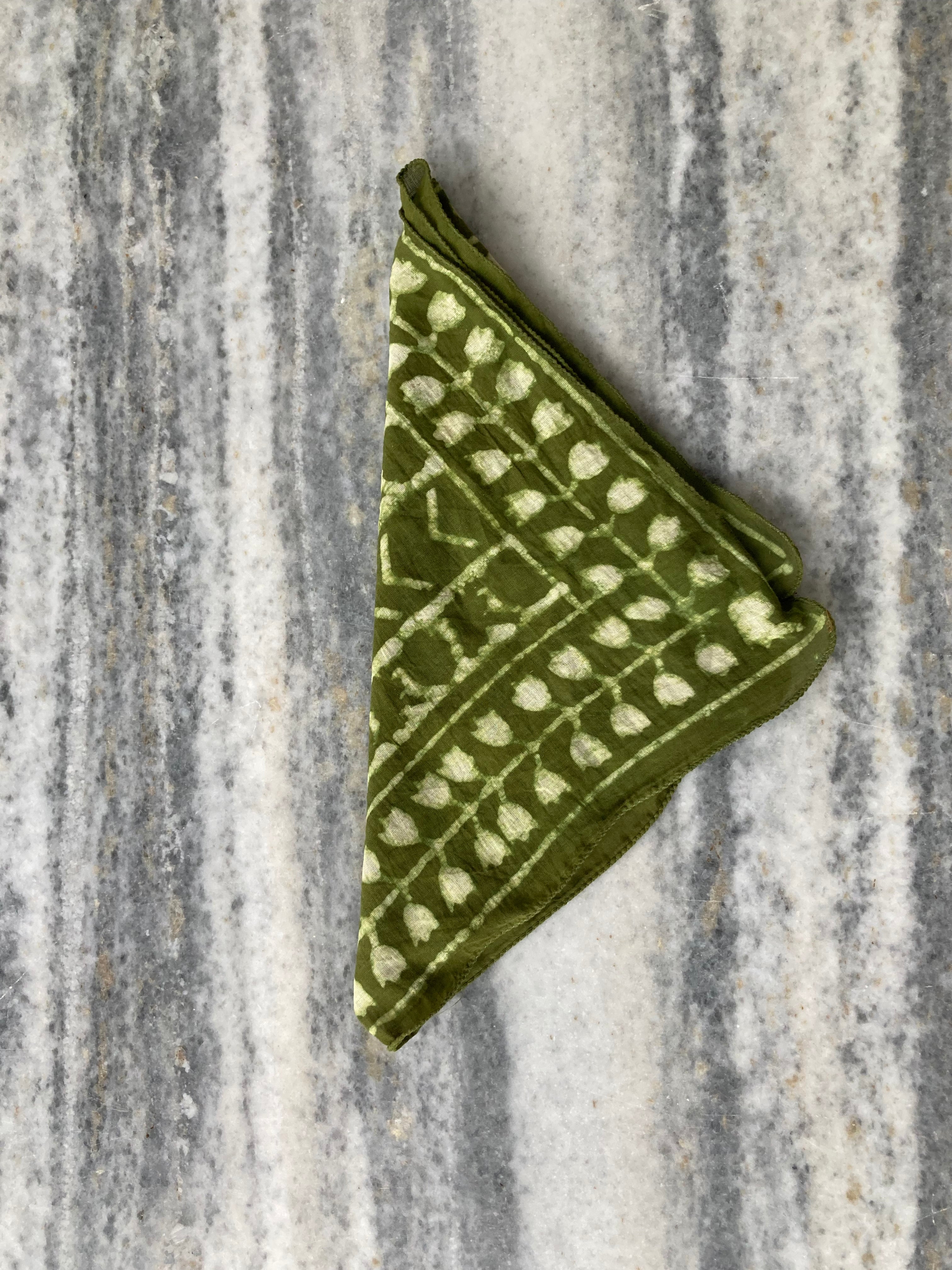 Hand Block Printed Cotton Bandana: Natural Dye Neckerchief - Made in India