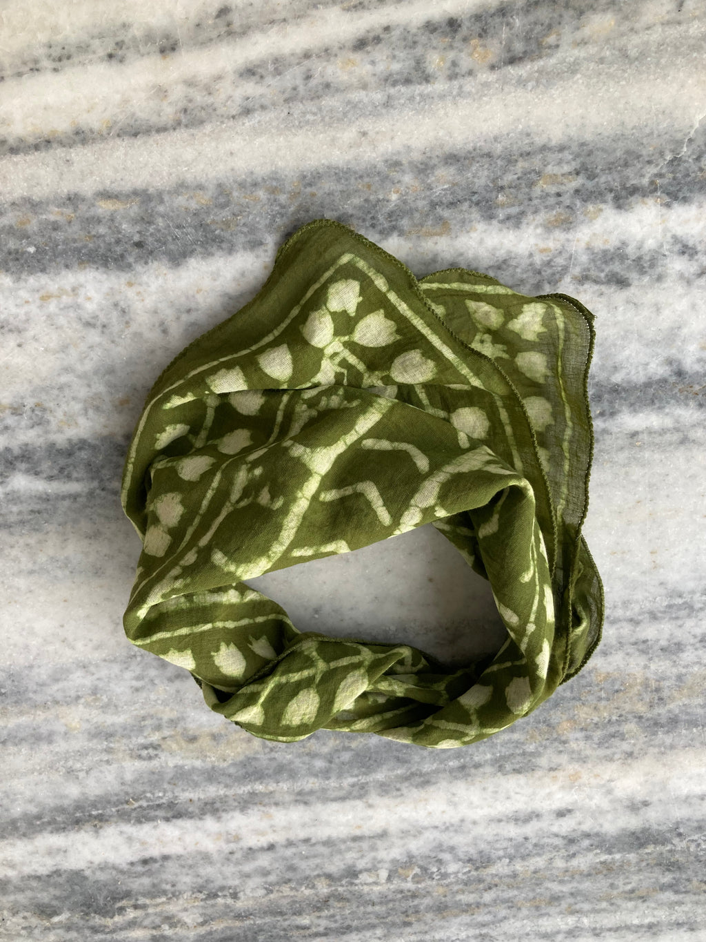 Hand Block Printed Cotton Bandana: Natural Dye Neckerchief - Made in India
