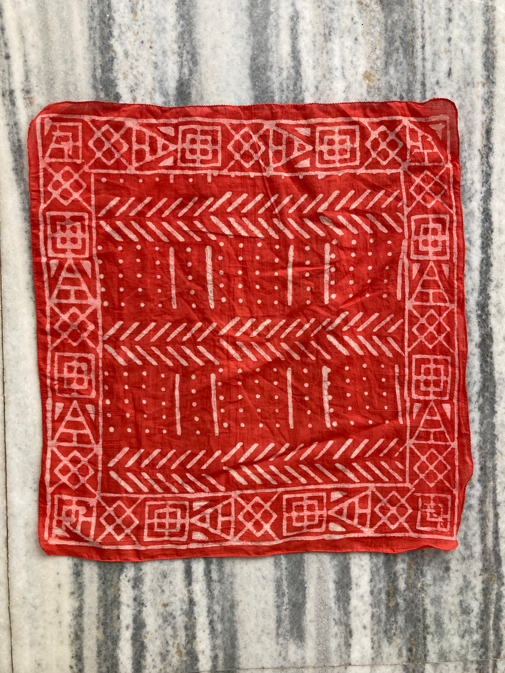 Hand Block Printed Cotton Bandana: Natural Dye Neckerchief - Made in India