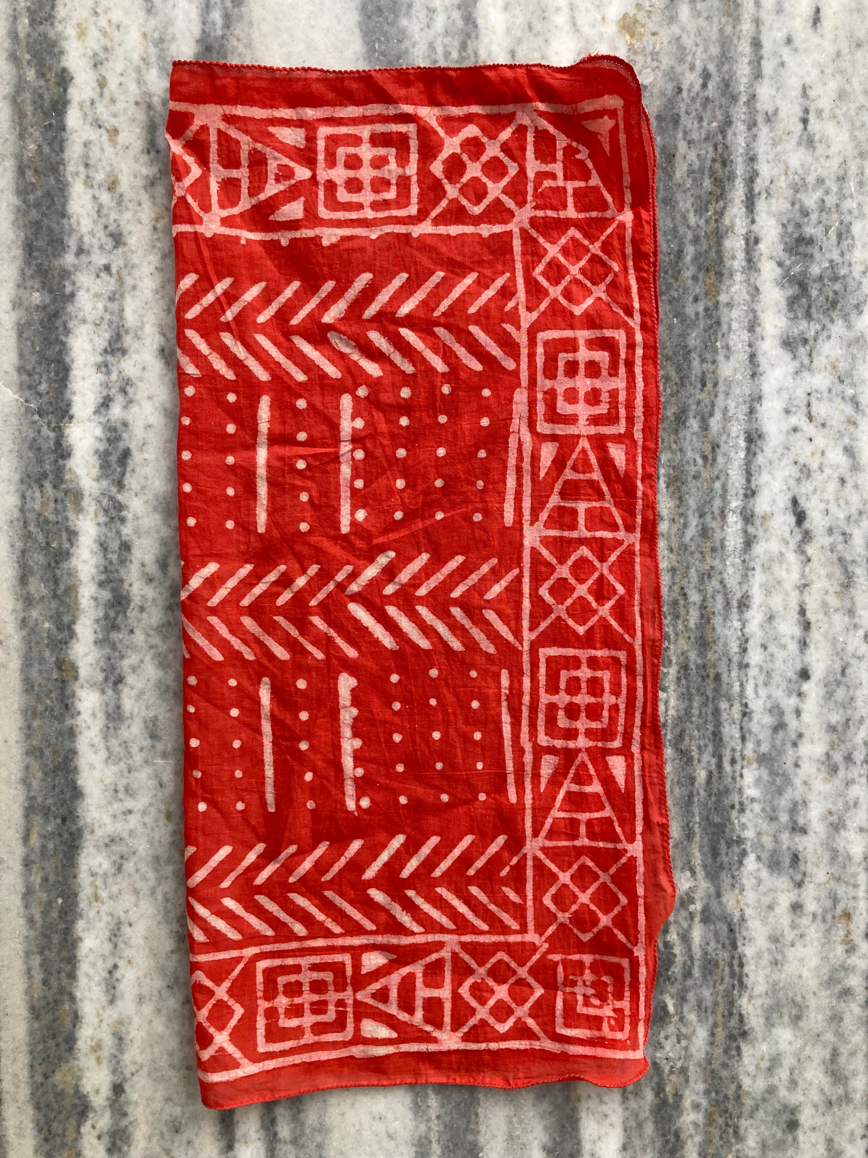 Hand Block Printed Cotton Bandana: Natural Dye Neckerchief - Made in India