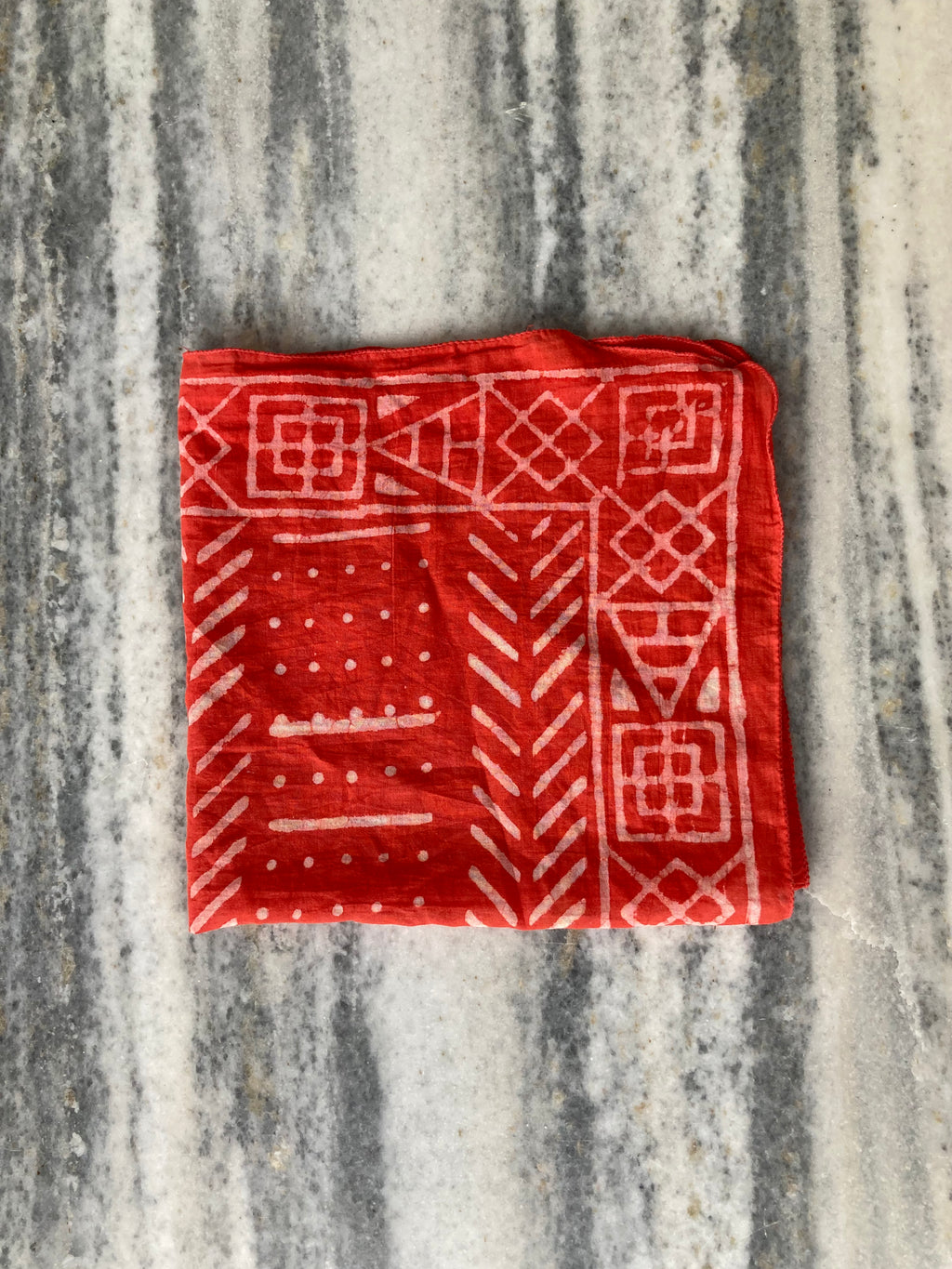 Hand Block Printed Cotton Bandana: Natural Dye Neckerchief - Made in India