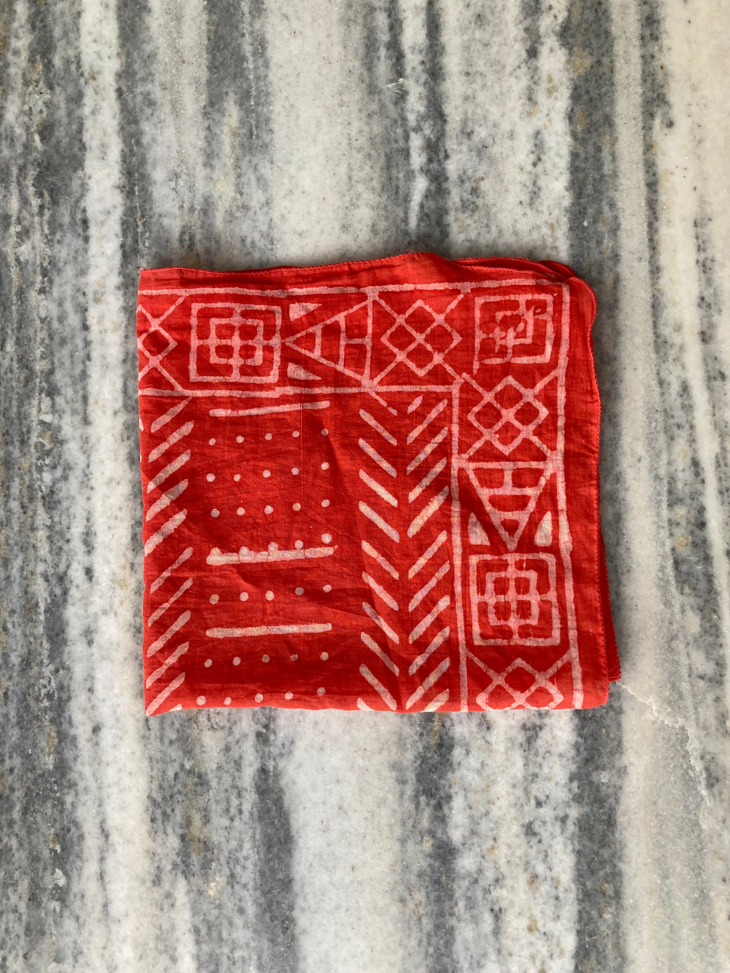 Hand Block Printed Cotton Bandana: Natural Dye Neckerchief - Made in India
