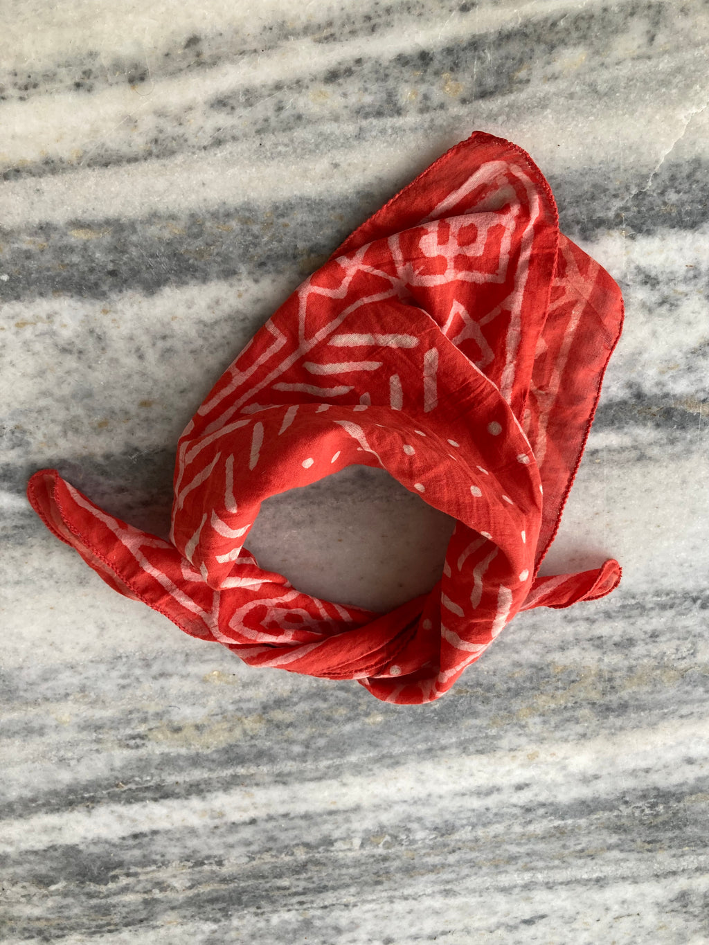 Hand Block Printed Cotton Bandana: Natural Dye Neckerchief - Made in India
