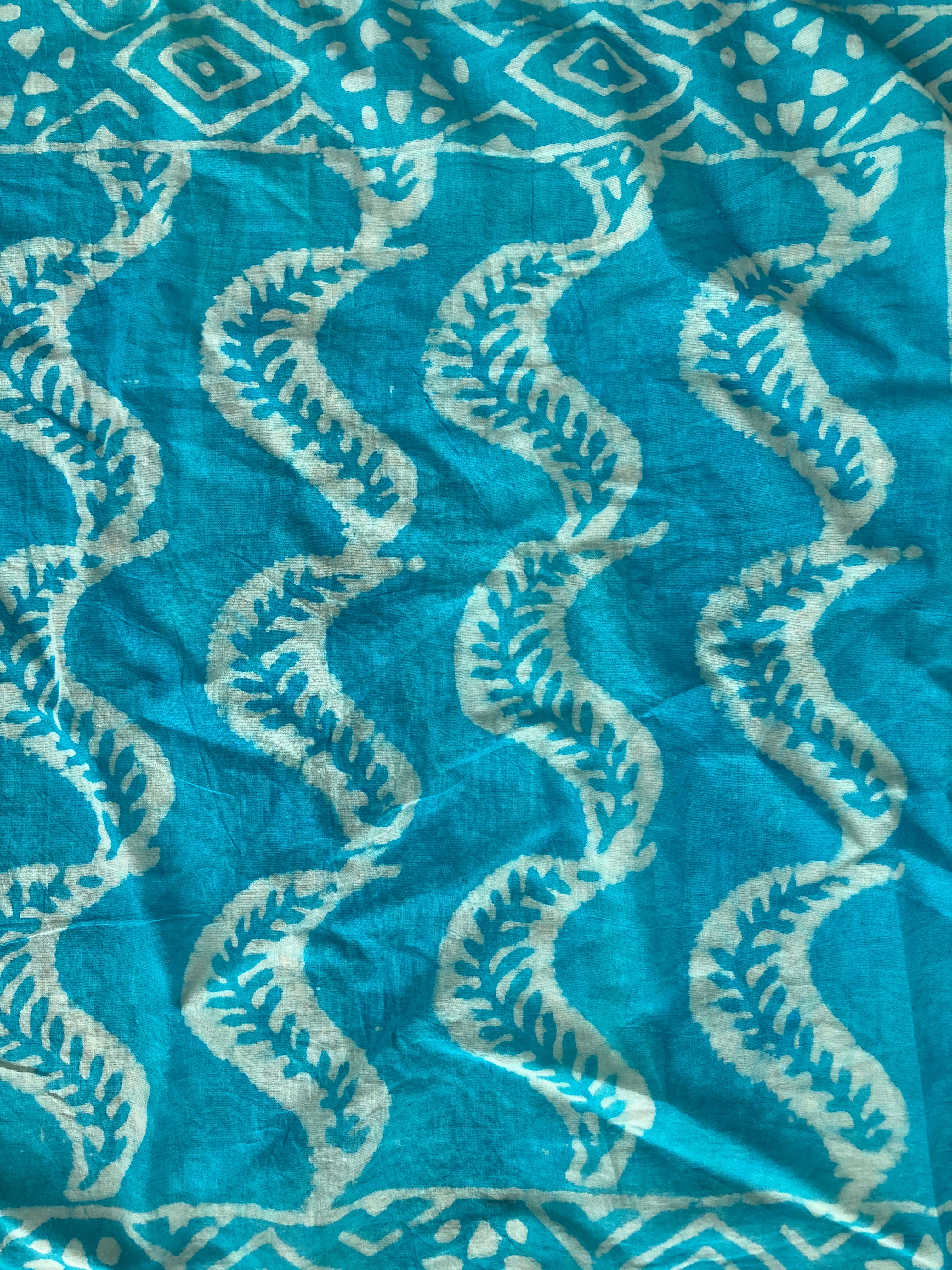 Hand Block Printed Cotton Bandana: Natural Dye Neckerchief - Made in India