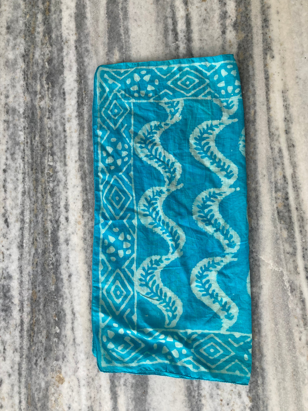 Hand Block Printed Cotton Bandana: Natural Dye Neckerchief - Made in India