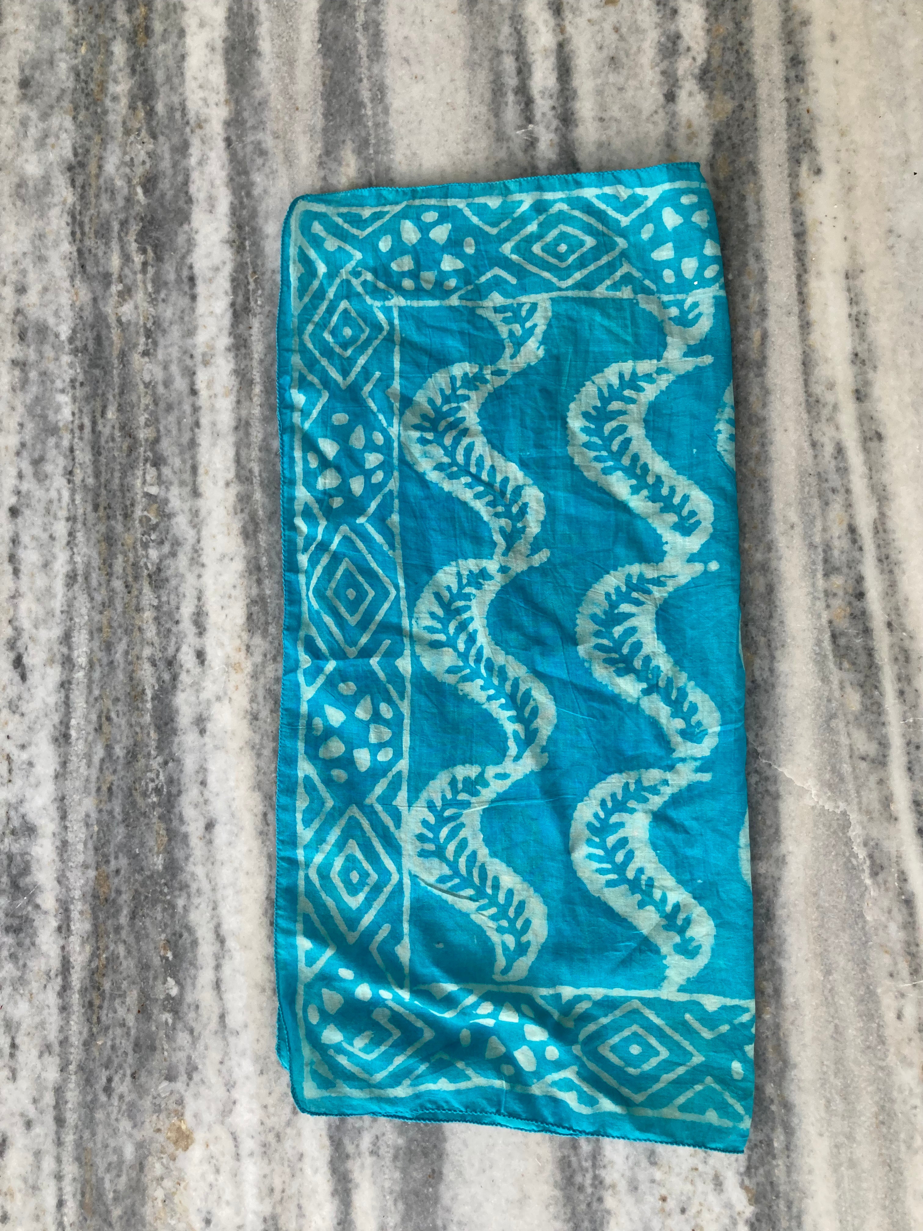 Hand Block Printed Cotton Bandana: Natural Dye Neckerchief - Made in India