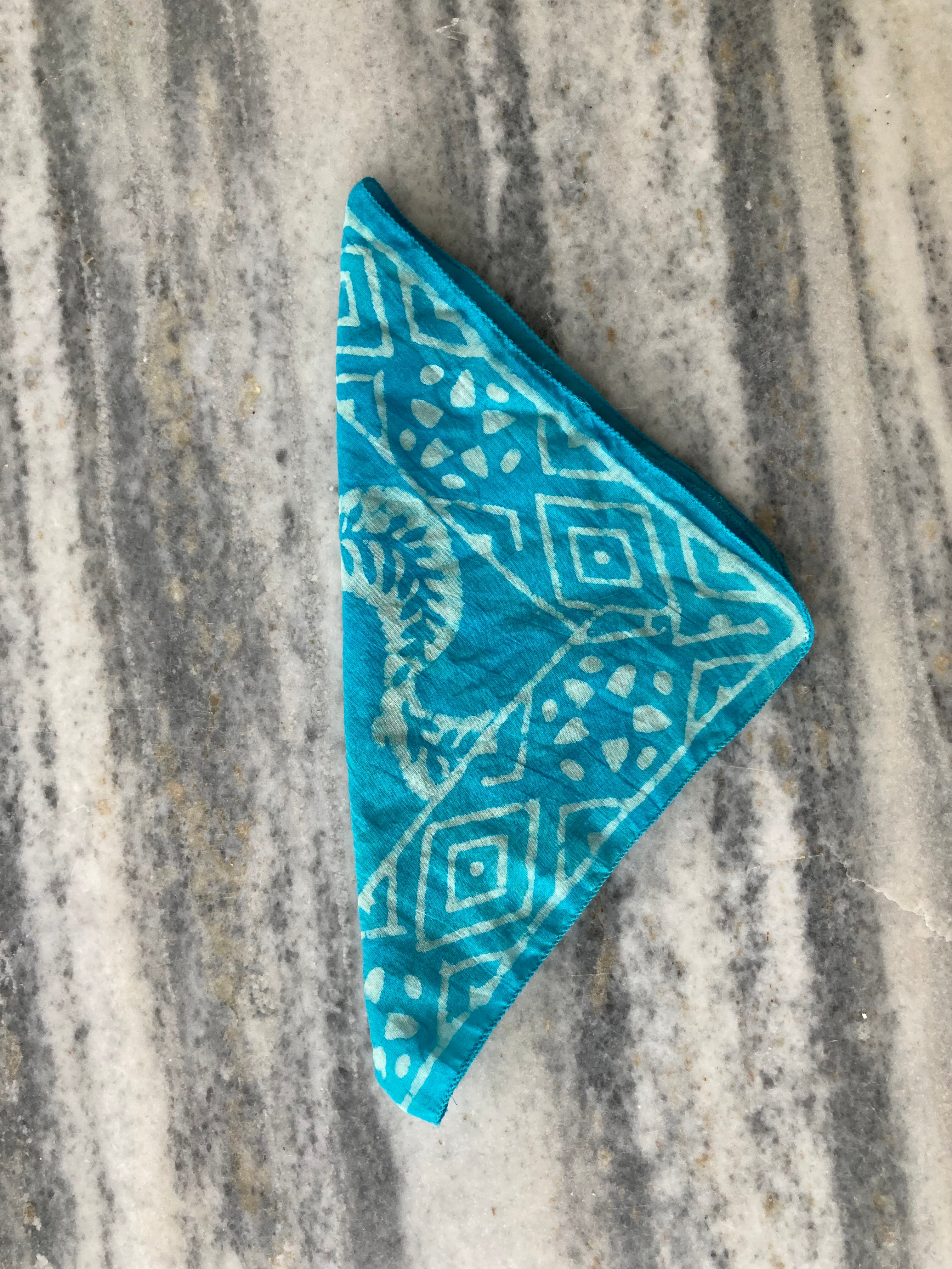 Hand Block Printed Cotton Bandana: Natural Dye Neckerchief - Made in India