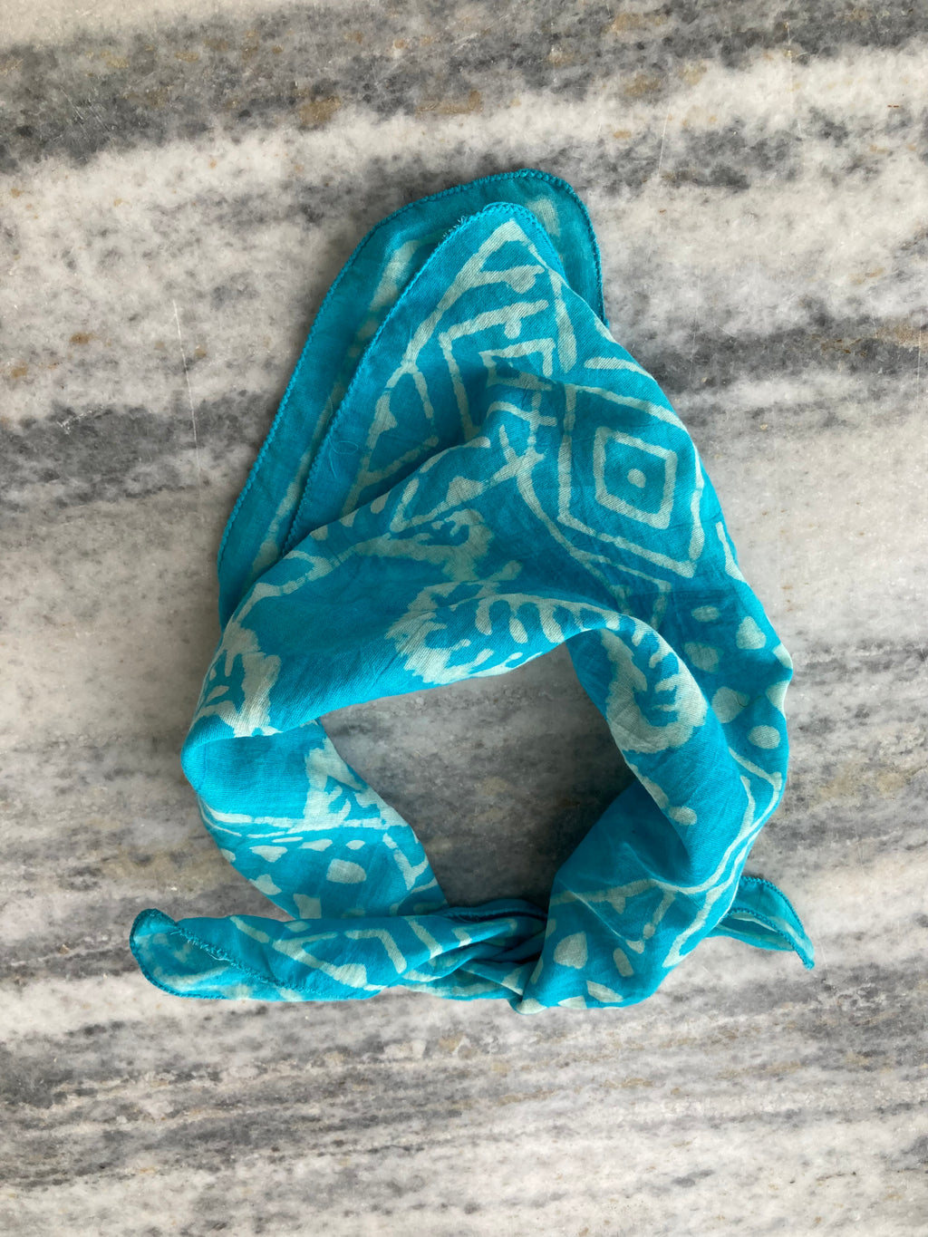 Hand Block Printed Cotton Bandana: Natural Dye Neckerchief - Made in India