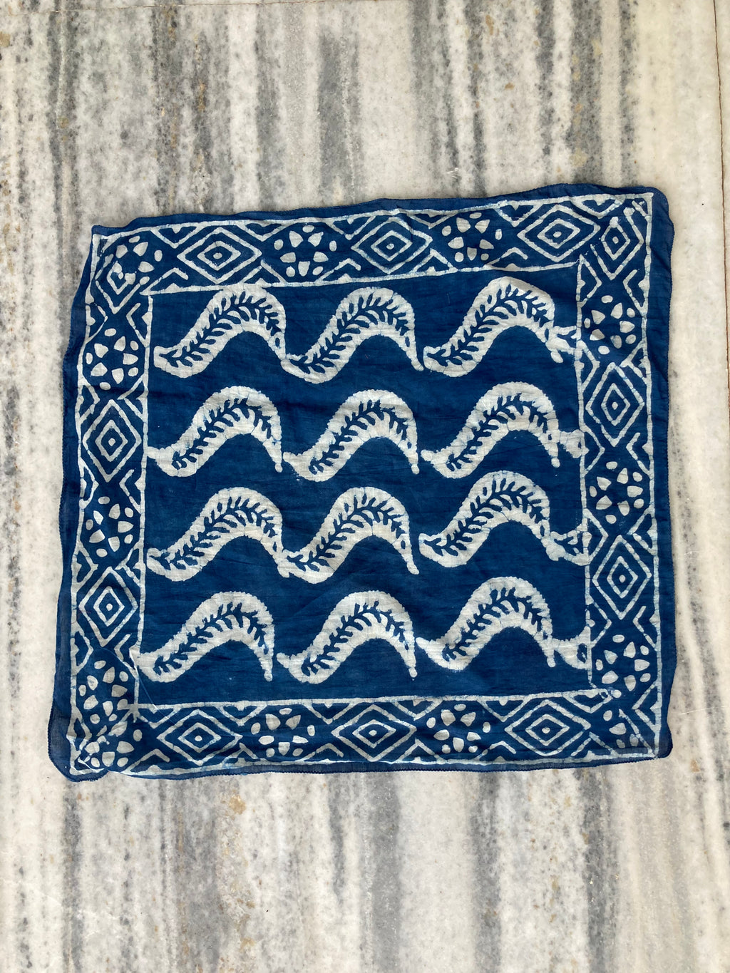 Hand Block Printed Cotton Bandana: Natural Dye Neckerchief - Made in India