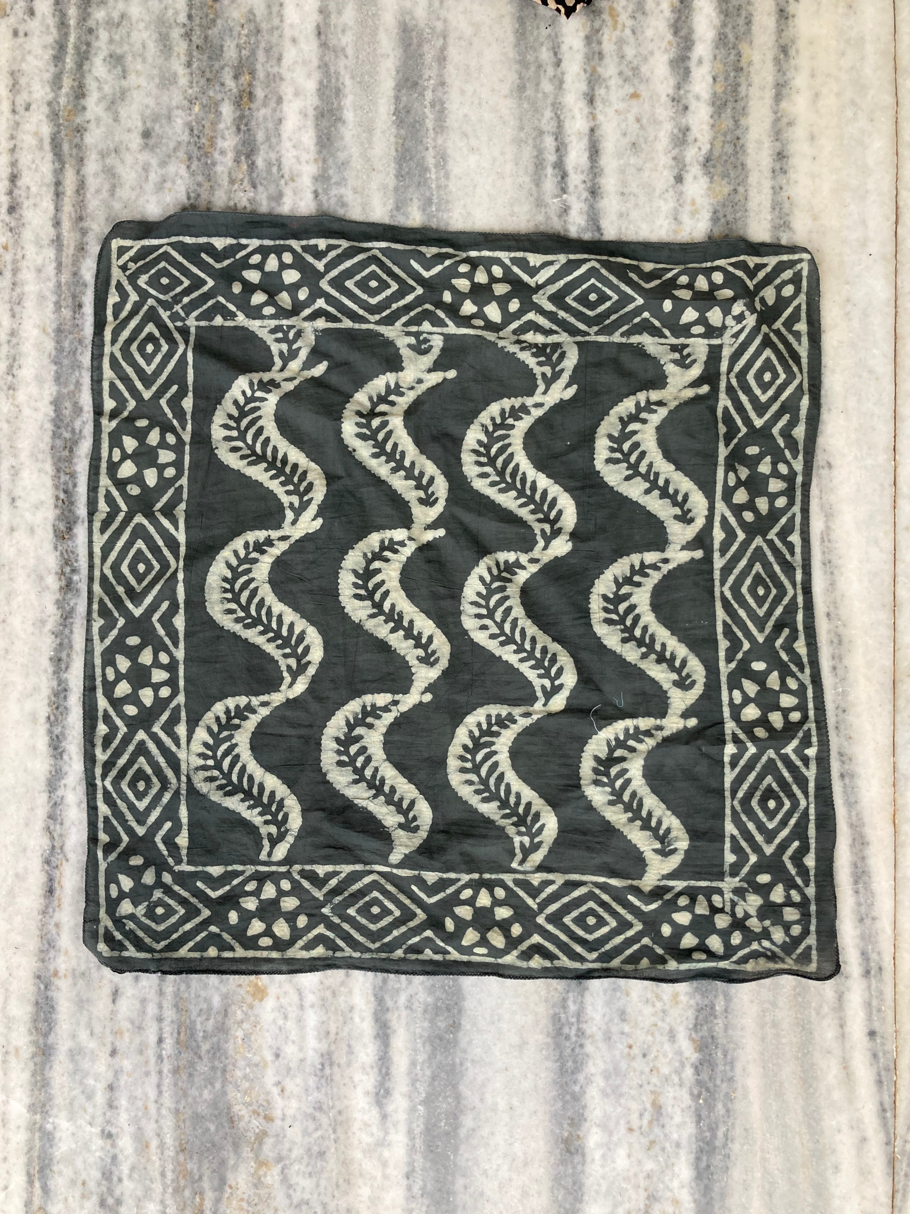 Hand Block Printed Cotton Bandana: Natural Dye Neckerchief - Made in India