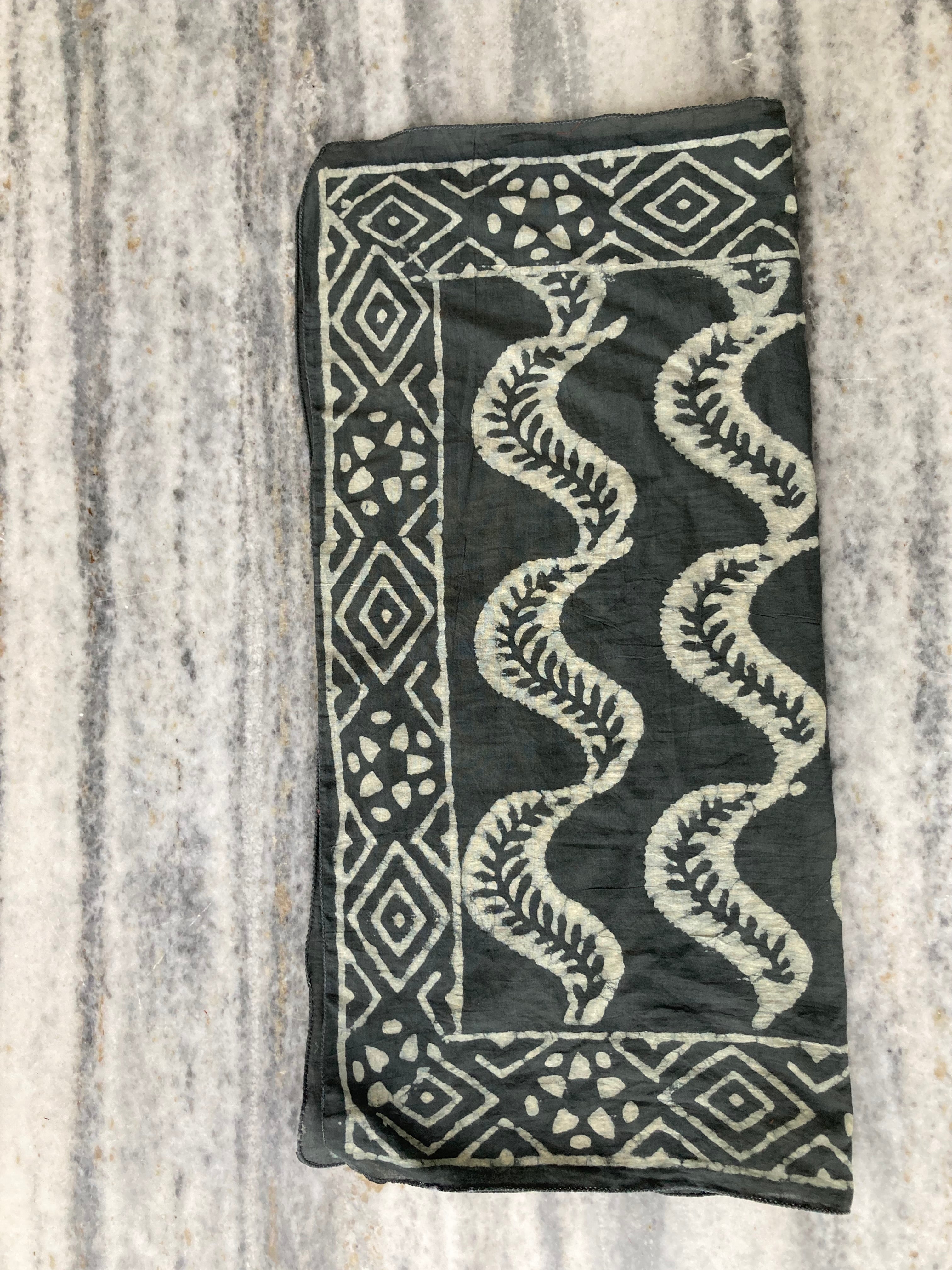 Hand Block Printed Cotton Bandana: Natural Dye Neckerchief - Made in India