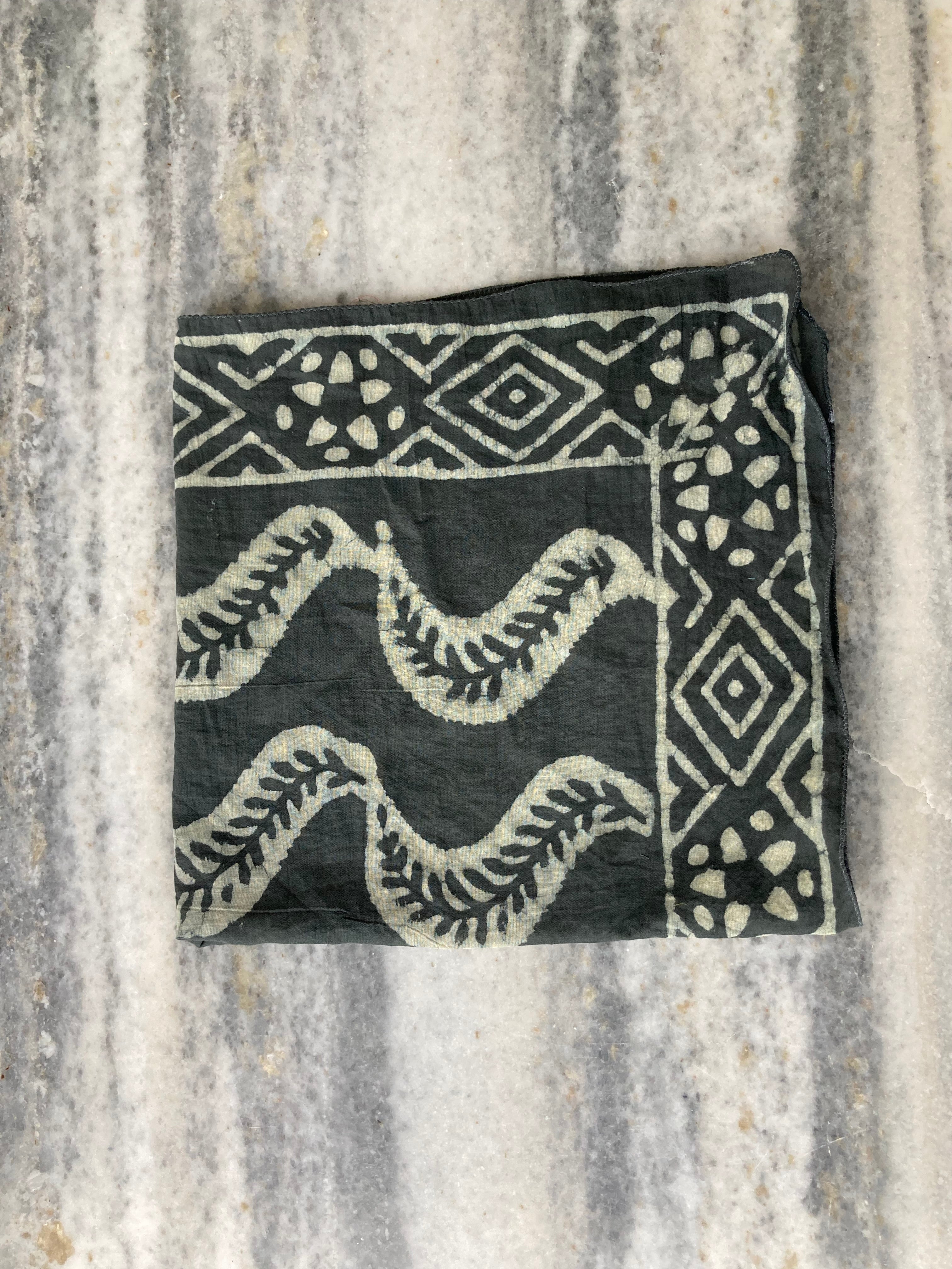 Hand Block Printed Cotton Bandana: Natural Dye Neckerchief - Made in India