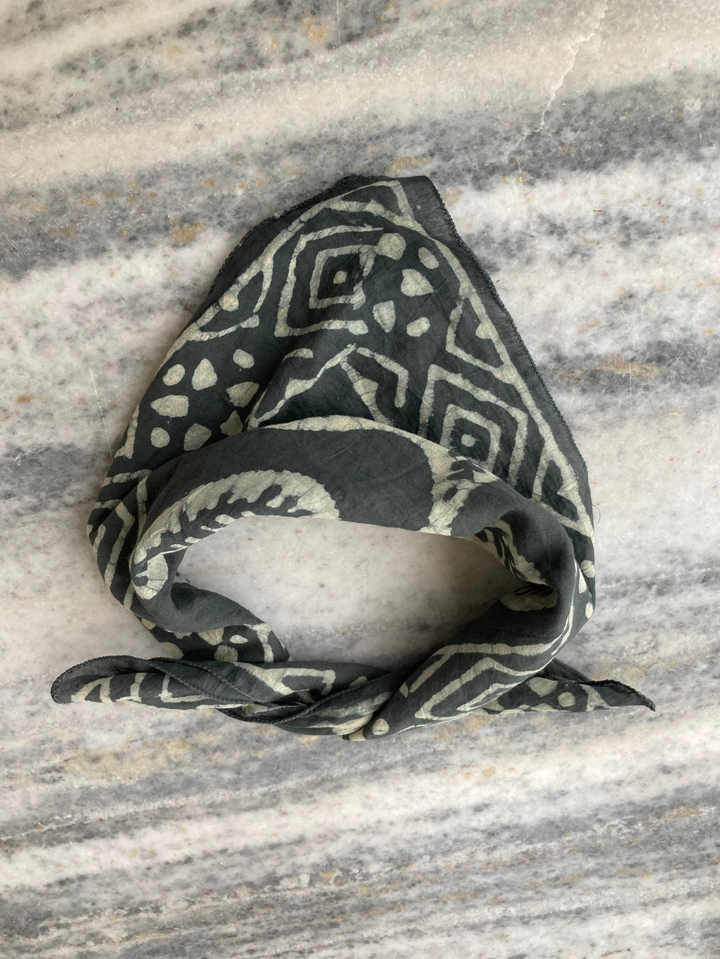 Hand Block Printed Cotton Bandana: Natural Dye Neckerchief - Made in India