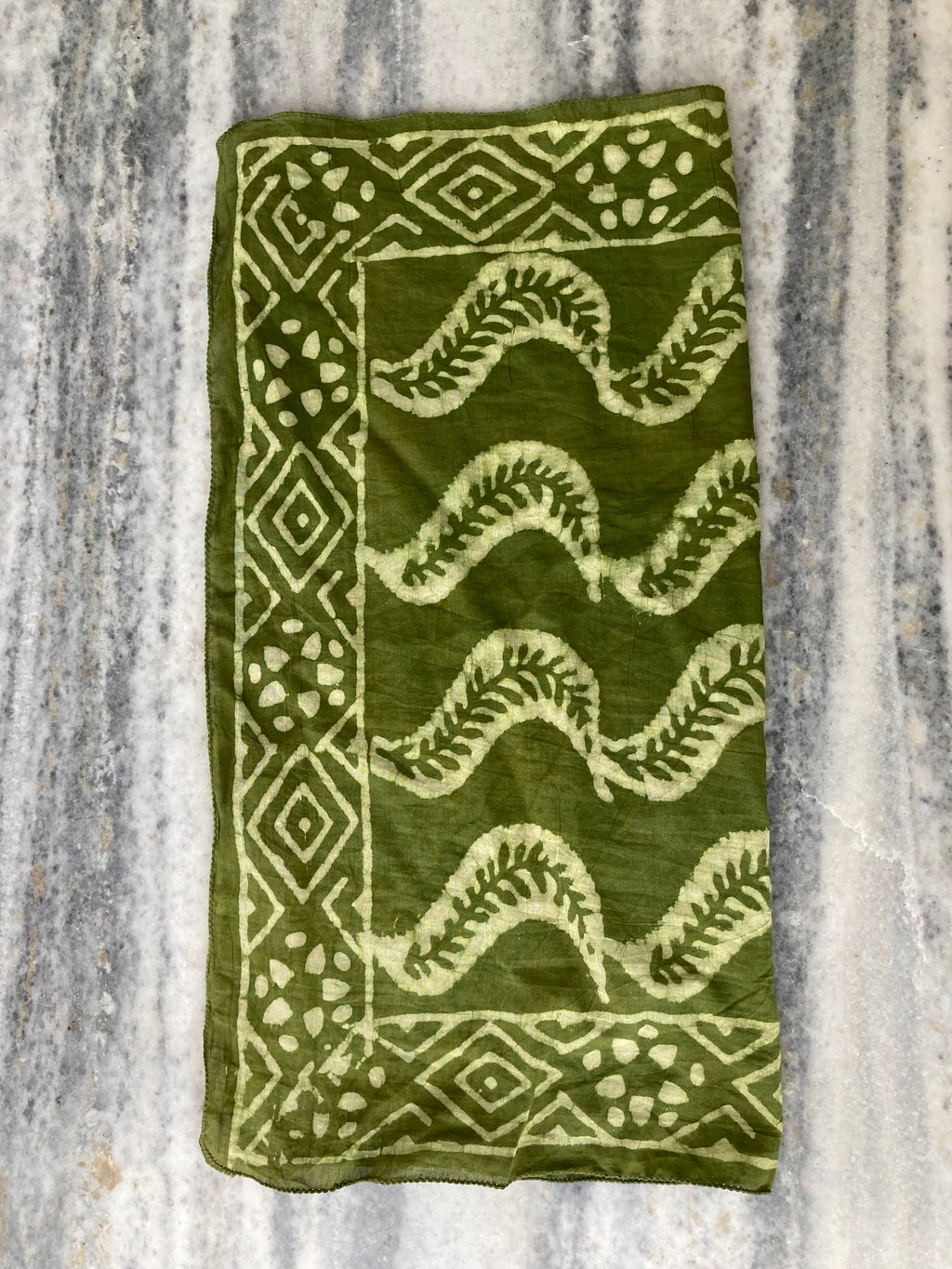 Hand Block Printed Cotton Bandana: Natural Dye Neckerchief - Made in India