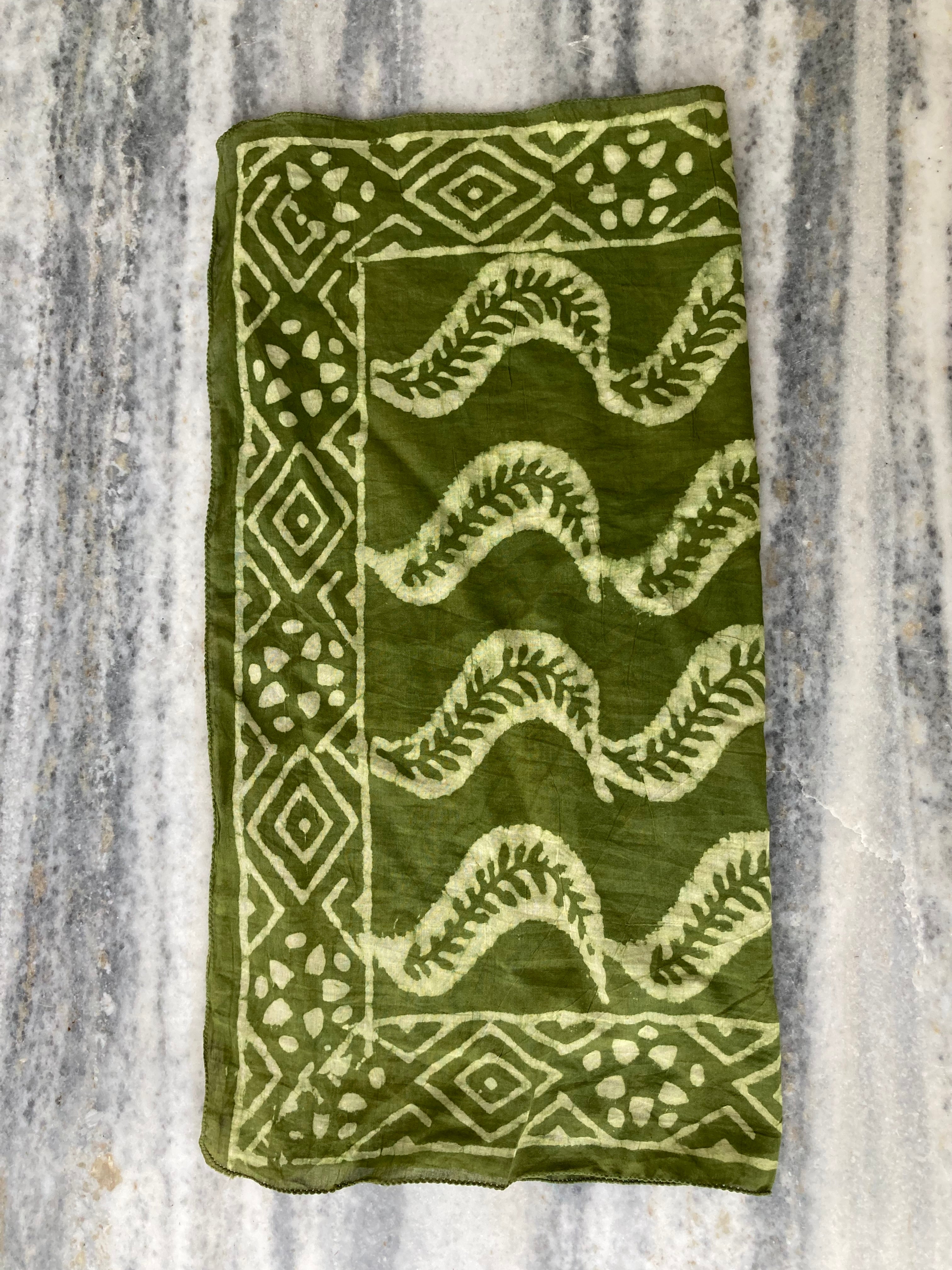 Hand Block Printed Cotton Bandana: Natural Dye Neckerchief - Made in India