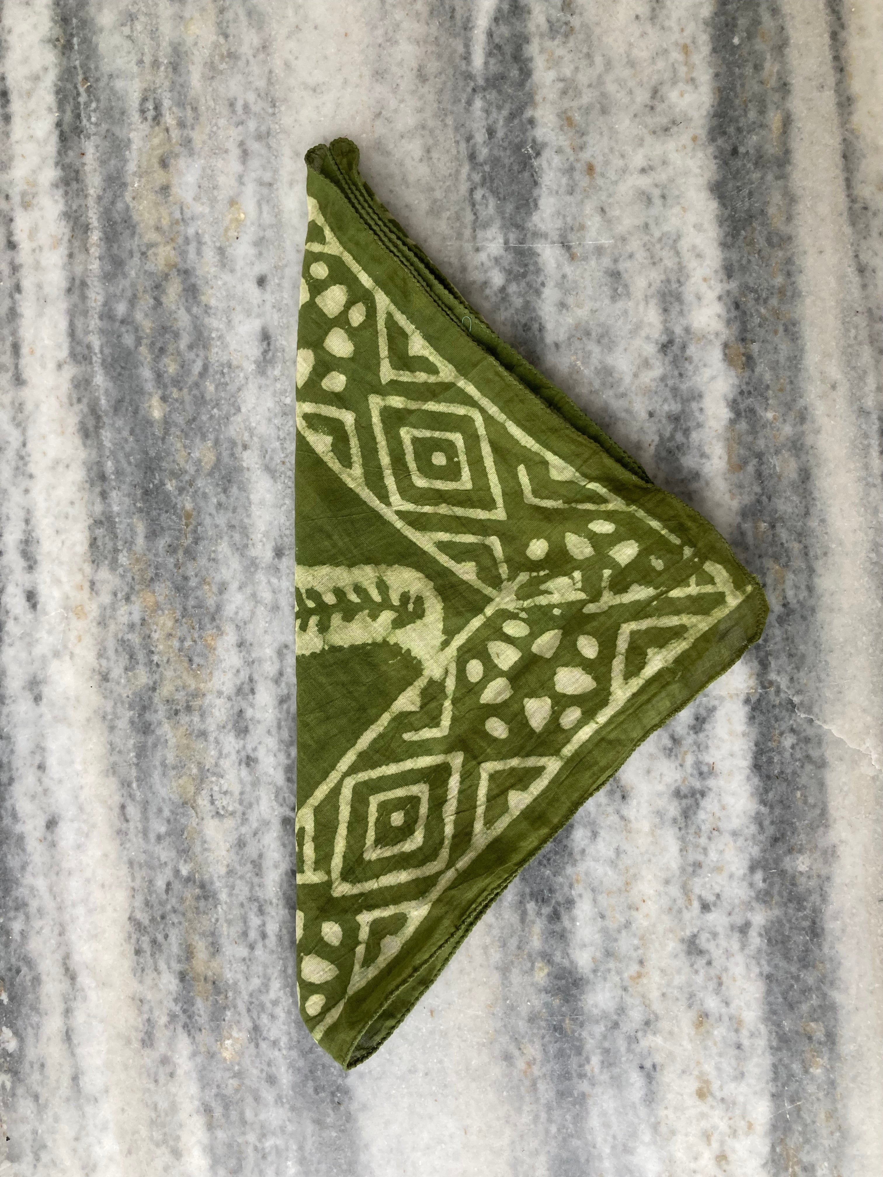 Hand Block Printed Cotton Bandana: Natural Dye Neckerchief - Made in India