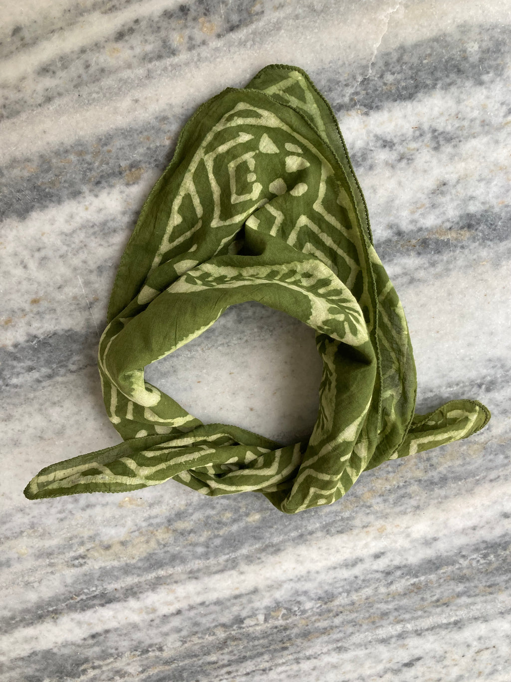 Hand Block Printed Cotton Bandana: Natural Dye Neckerchief - Made in India
