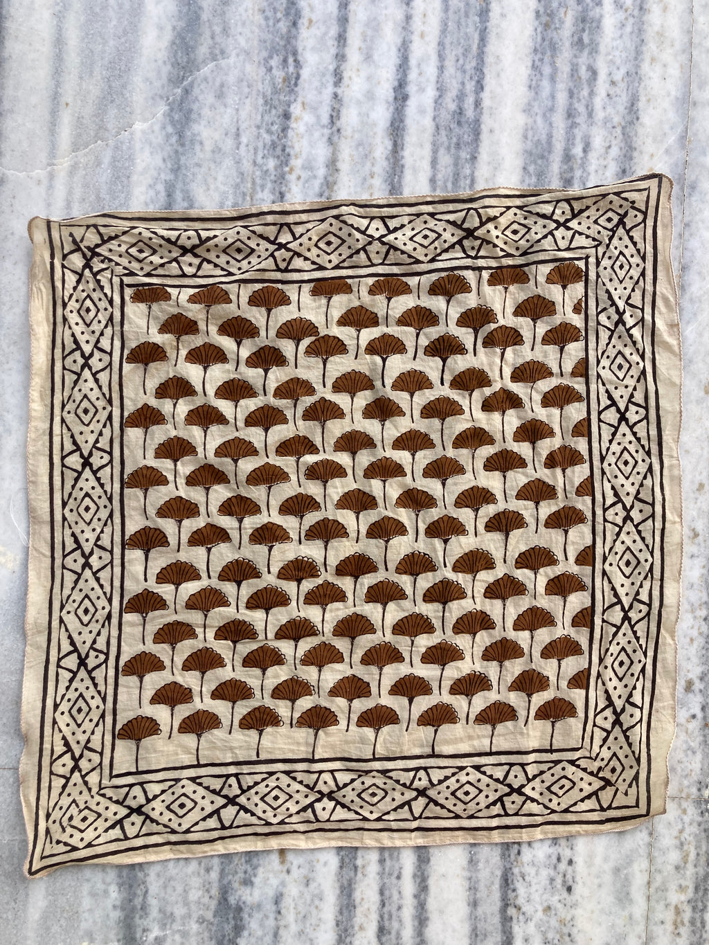 Hand Block Printed Cotton Bandana: Natural Dye Neckerchief - Made in India