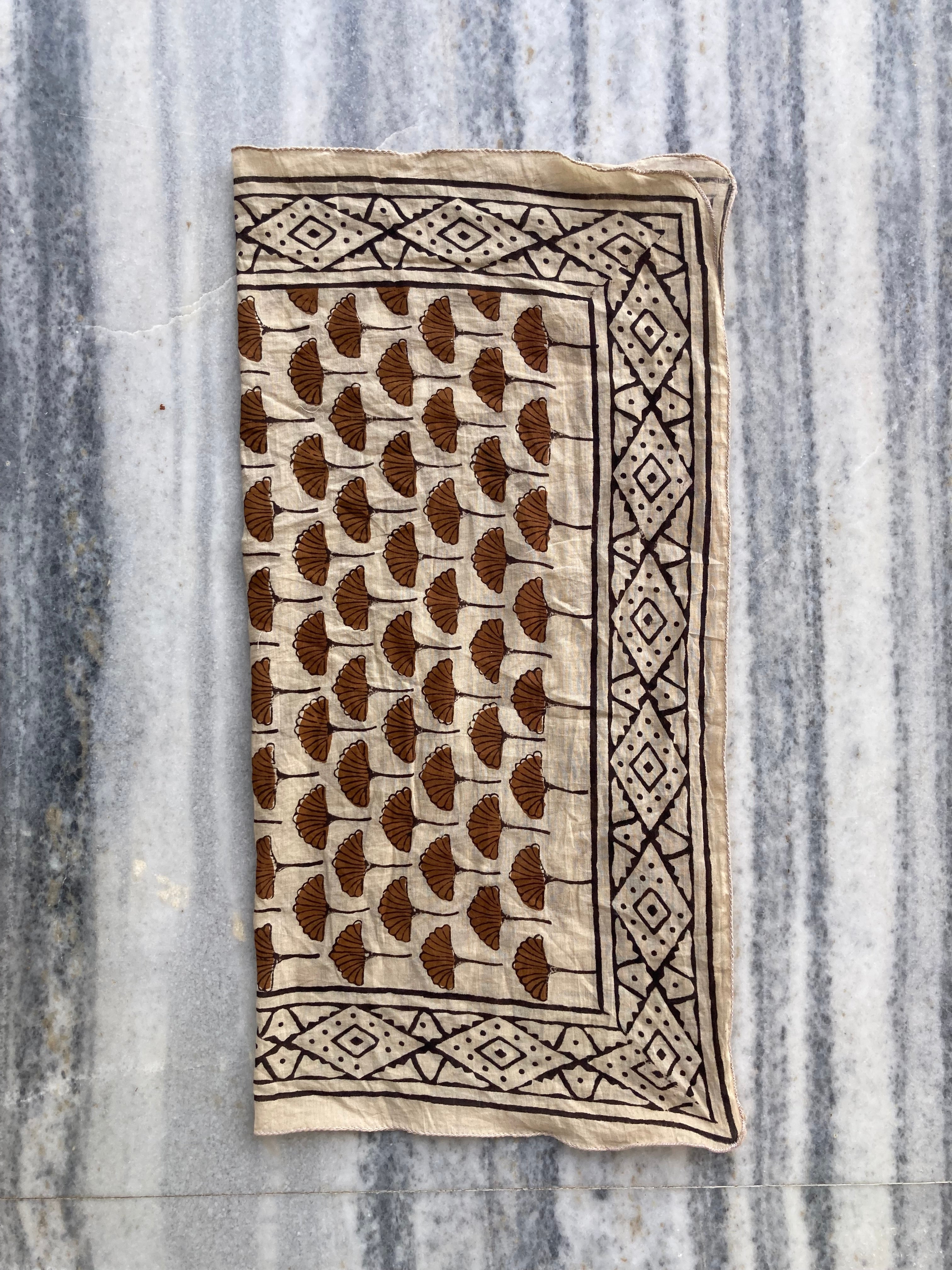 Hand Block Printed Cotton Bandana: Natural Dye Neckerchief - Made in India