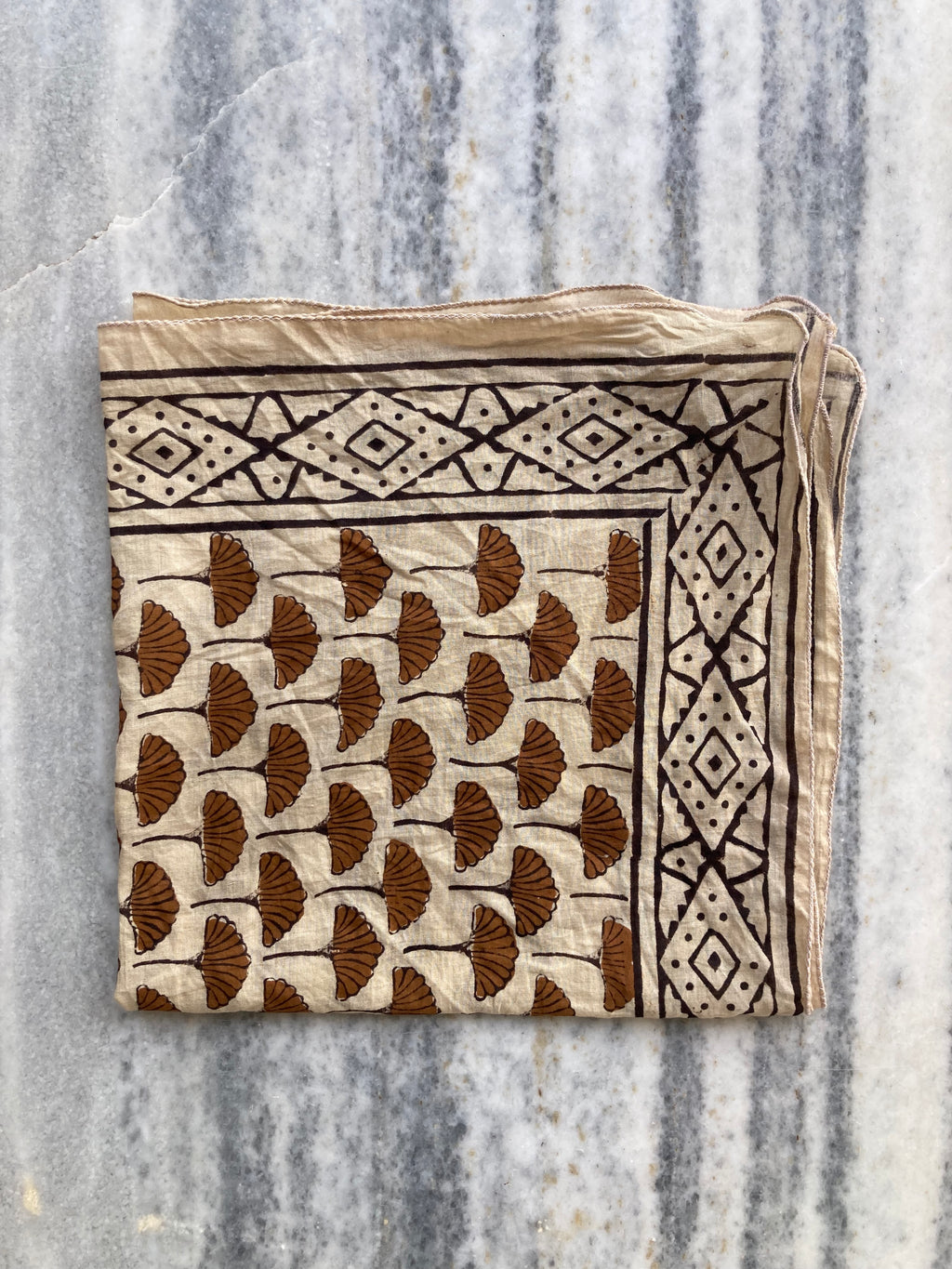 Hand Block Printed Cotton Bandana: Natural Dye Neckerchief - Made in India