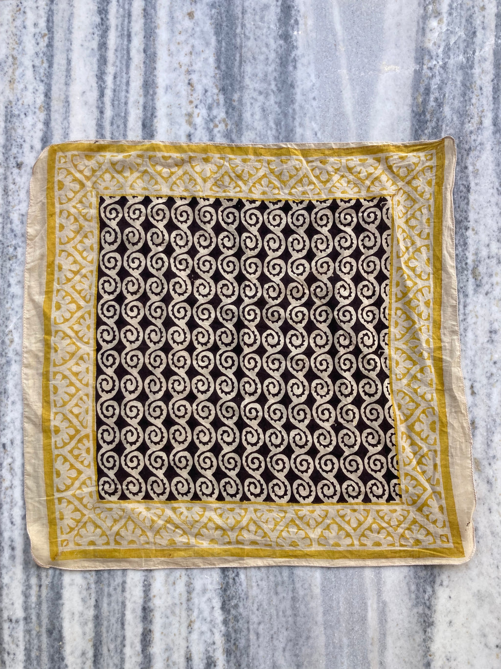 Hand Block Printed Cotton Bandana: Natural Dye Neckerchief - Made in India