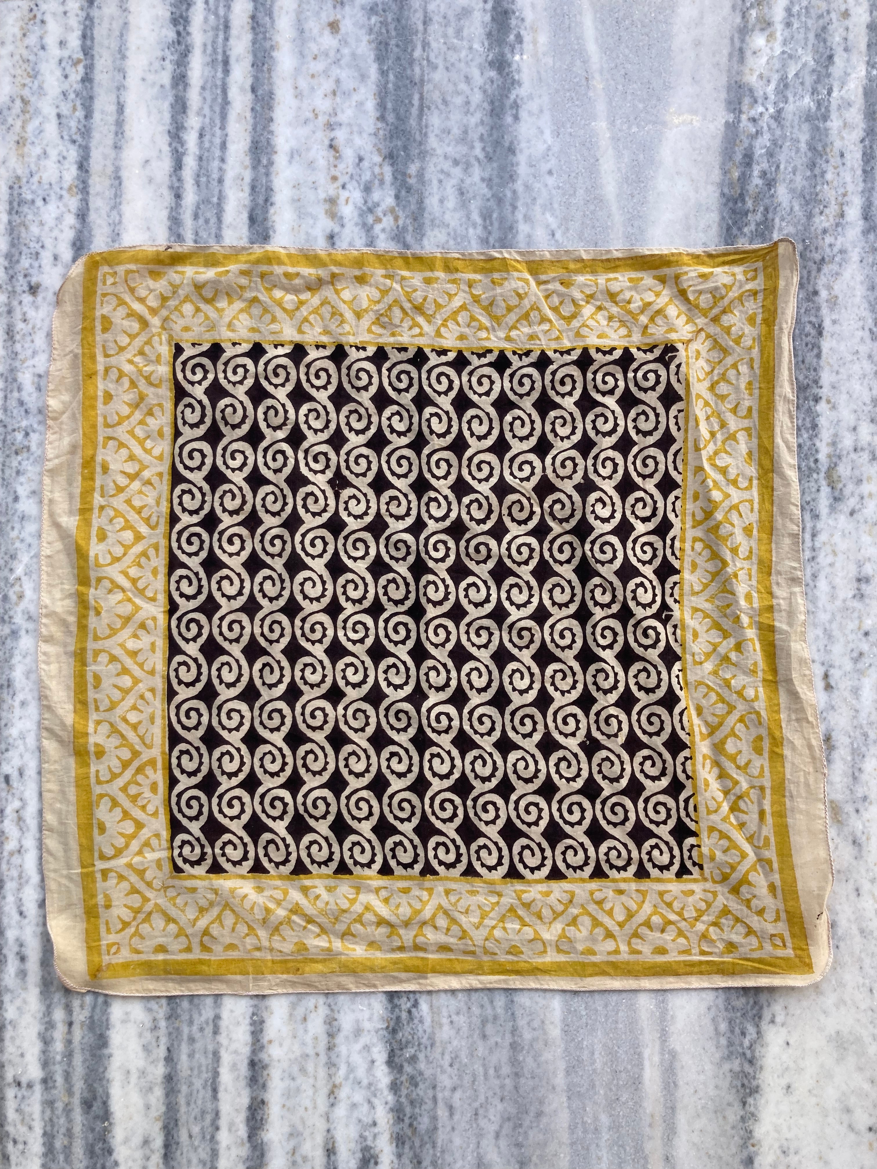 Hand Block Printed Cotton Bandana: Natural Dye Neckerchief - Made in India