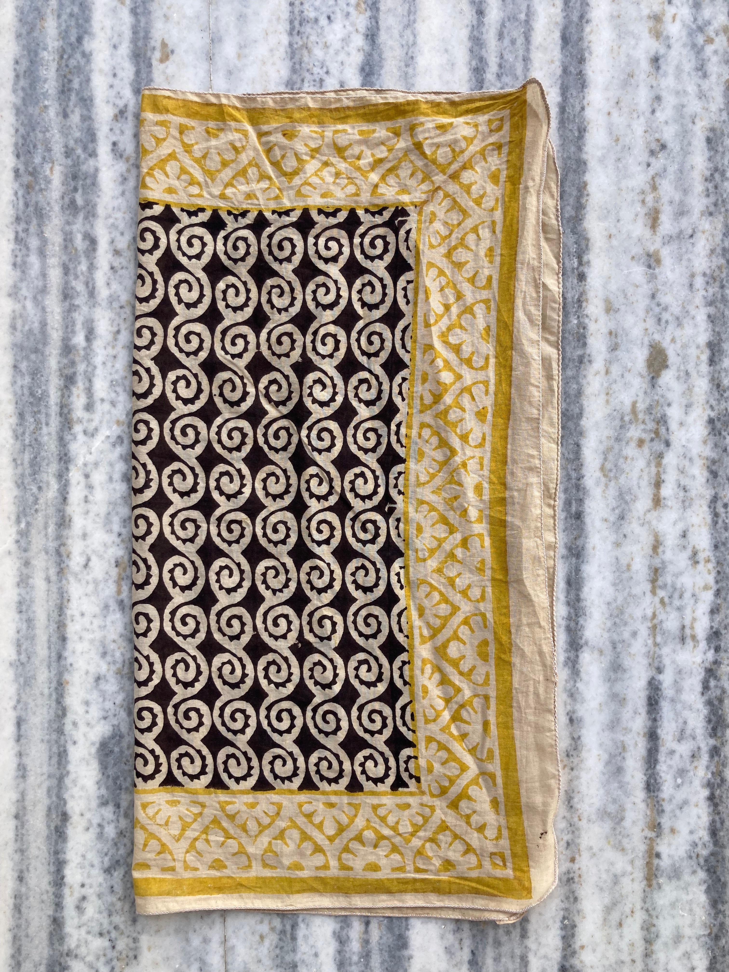 Hand Block Printed Cotton Bandana: Natural Dye Neckerchief - Made in India