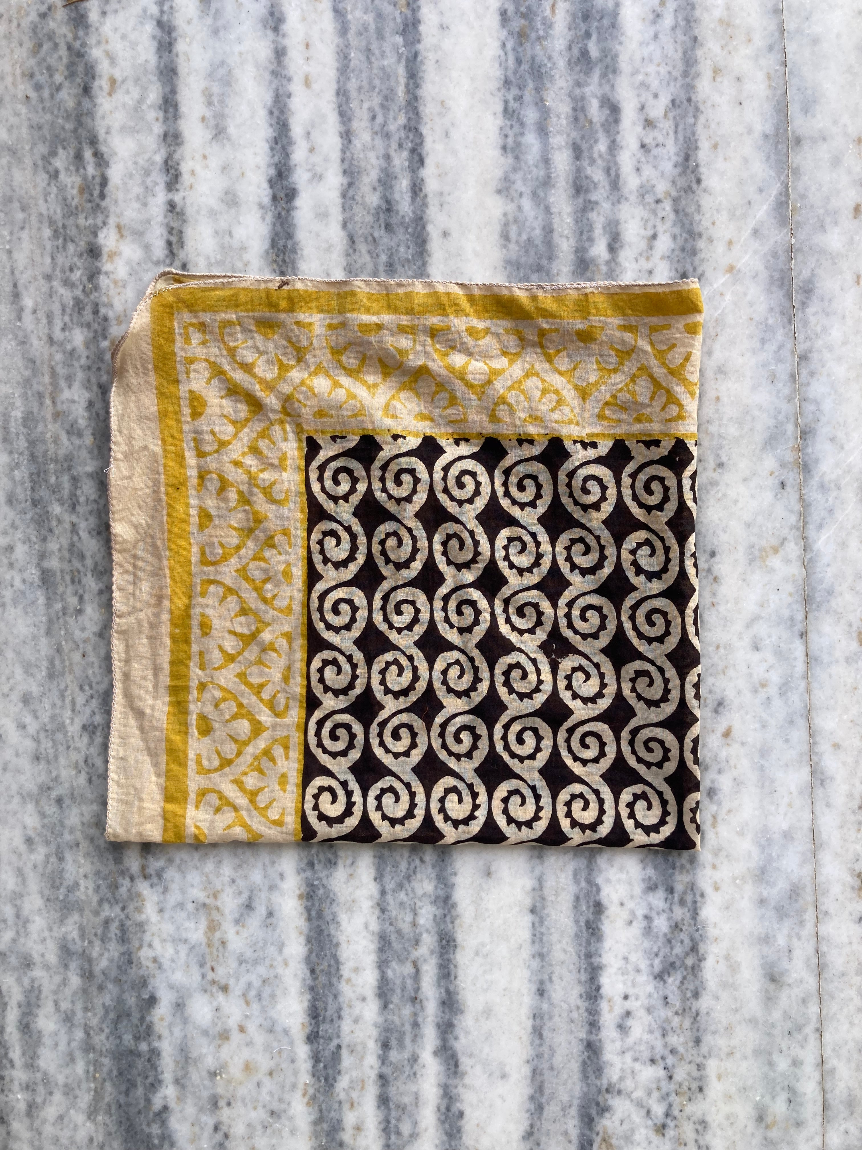 Hand Block Printed Cotton Bandana: Natural Dye Neckerchief - Made in India