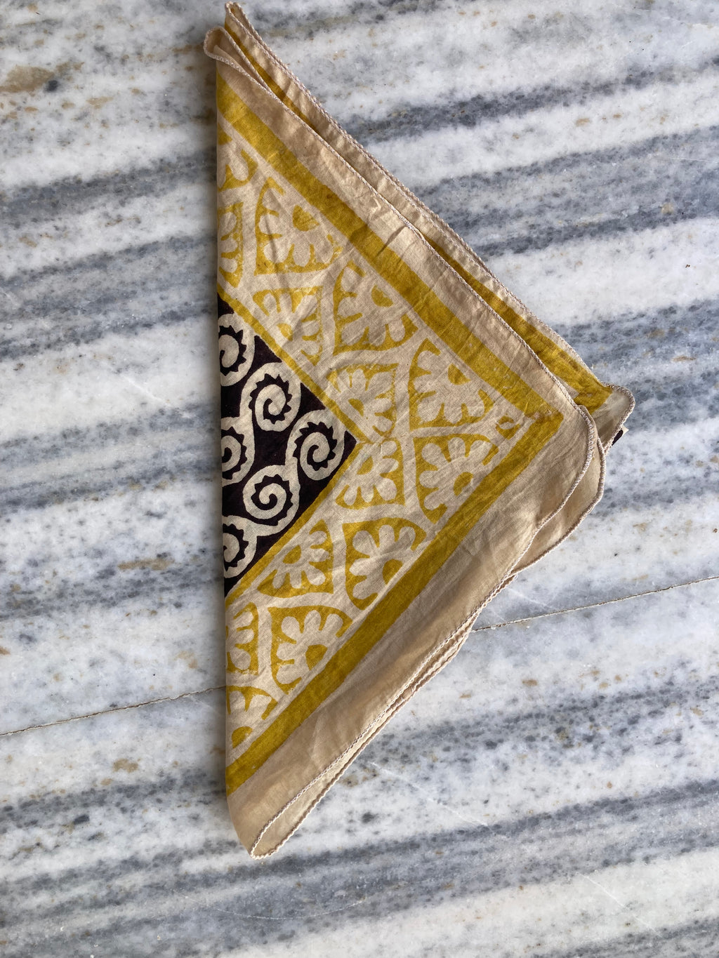 Hand Block Printed Cotton Bandana: Natural Dye Neckerchief - Made in India