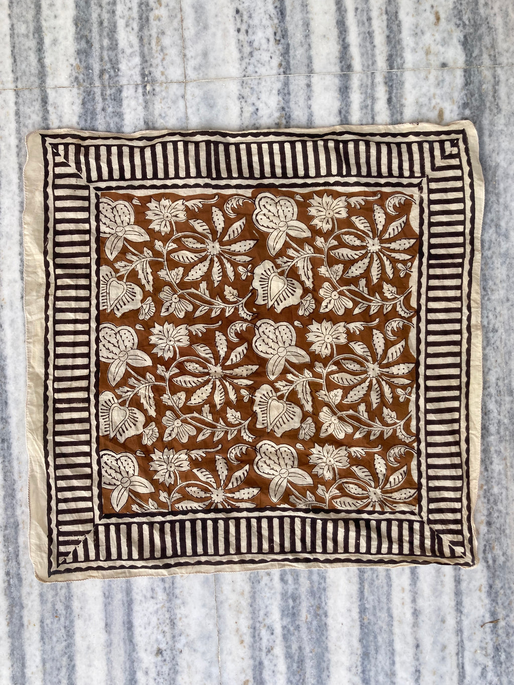 Hand Block Printed Cotton Bandana: Natural Dye Neckerchief - Made in India