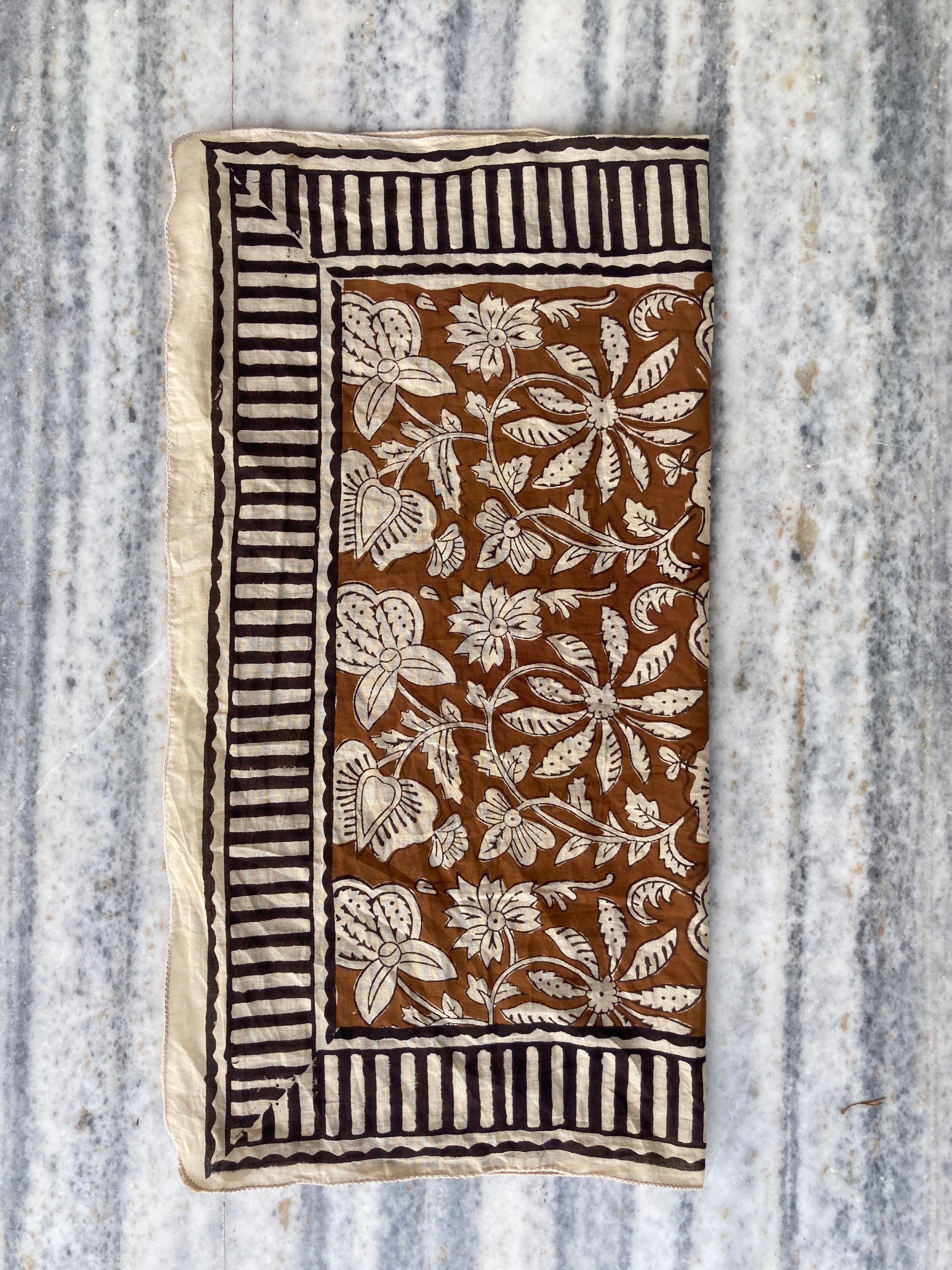 Hand Block Printed Cotton Bandana: Natural Dye Neckerchief - Made in India