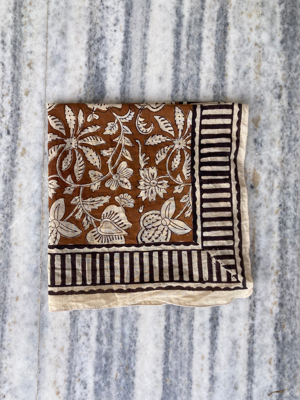 Hand Block Printed Cotton Bandana: Natural Dye Neckerchief - Made in India
