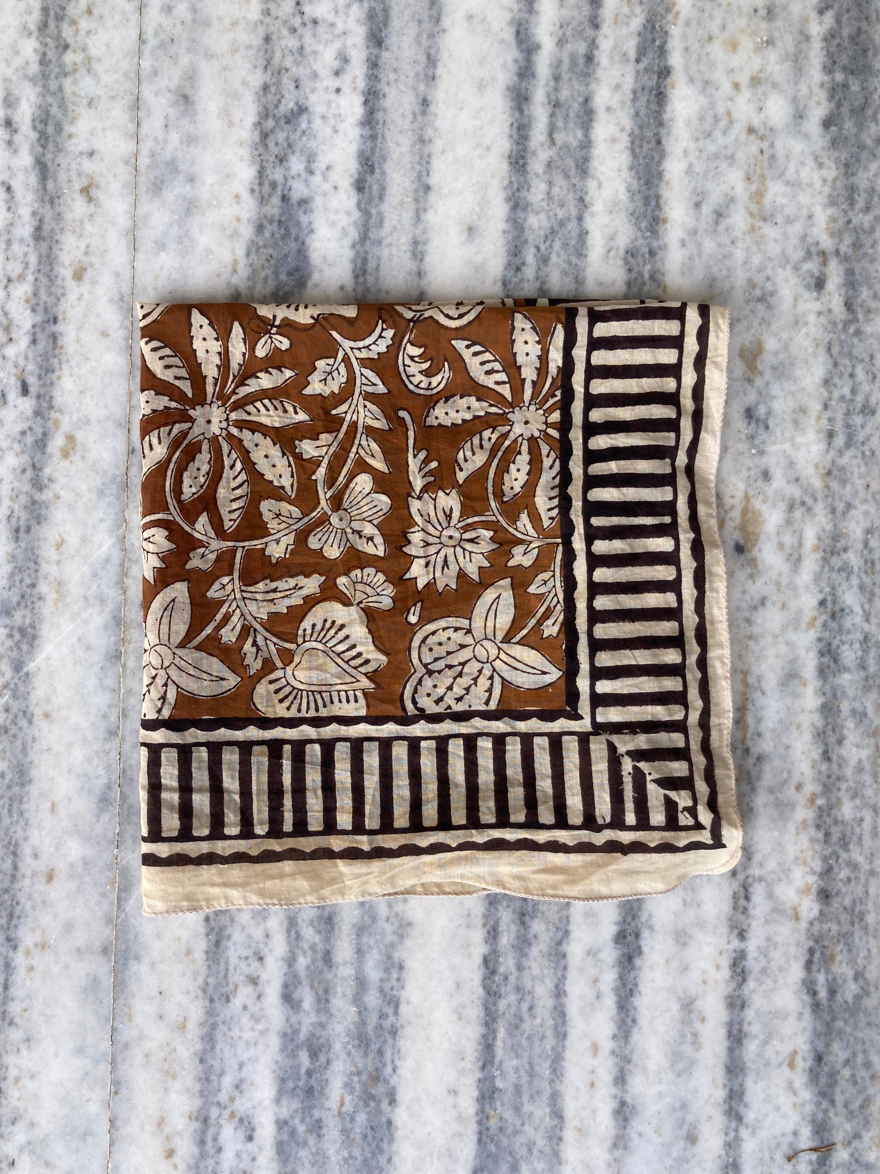 Hand Block Printed Cotton Bandana: Natural Dye Neckerchief - Made in India