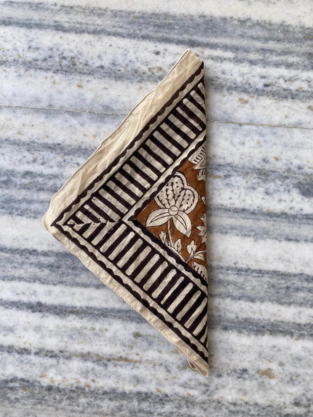 Hand Block Printed Cotton Bandana: Natural Dye Neckerchief - Made in India