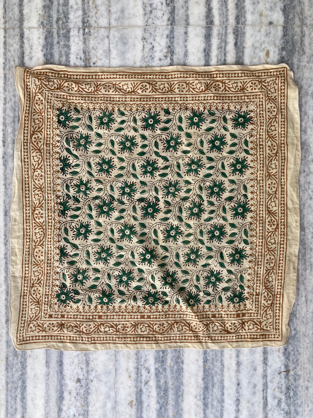 Hand Block Printed Cotton Bandana: Natural Dye Neckerchief - Made in India
