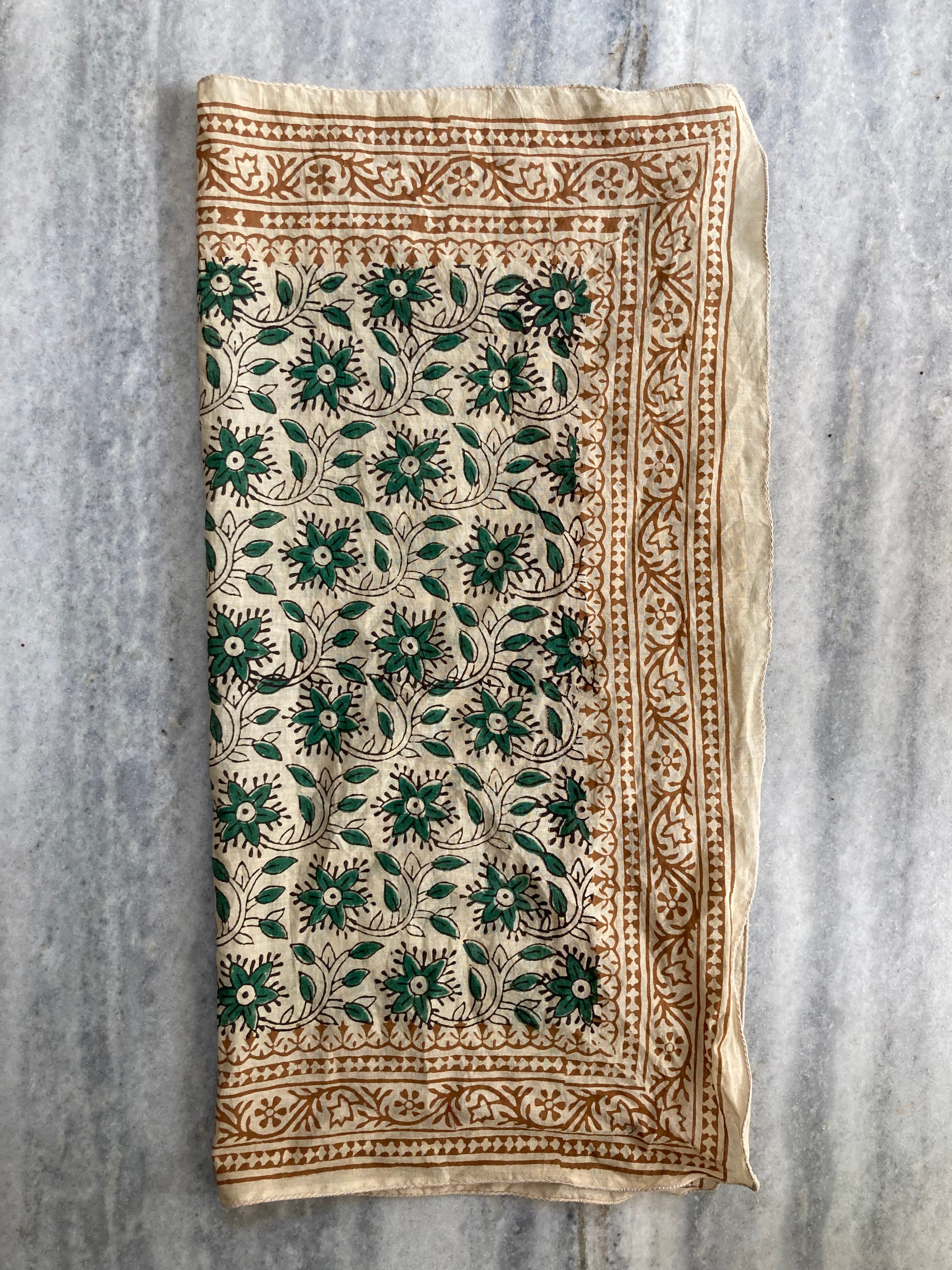 Hand Block Printed Cotton Bandana: Natural Dye Neckerchief - Made in India