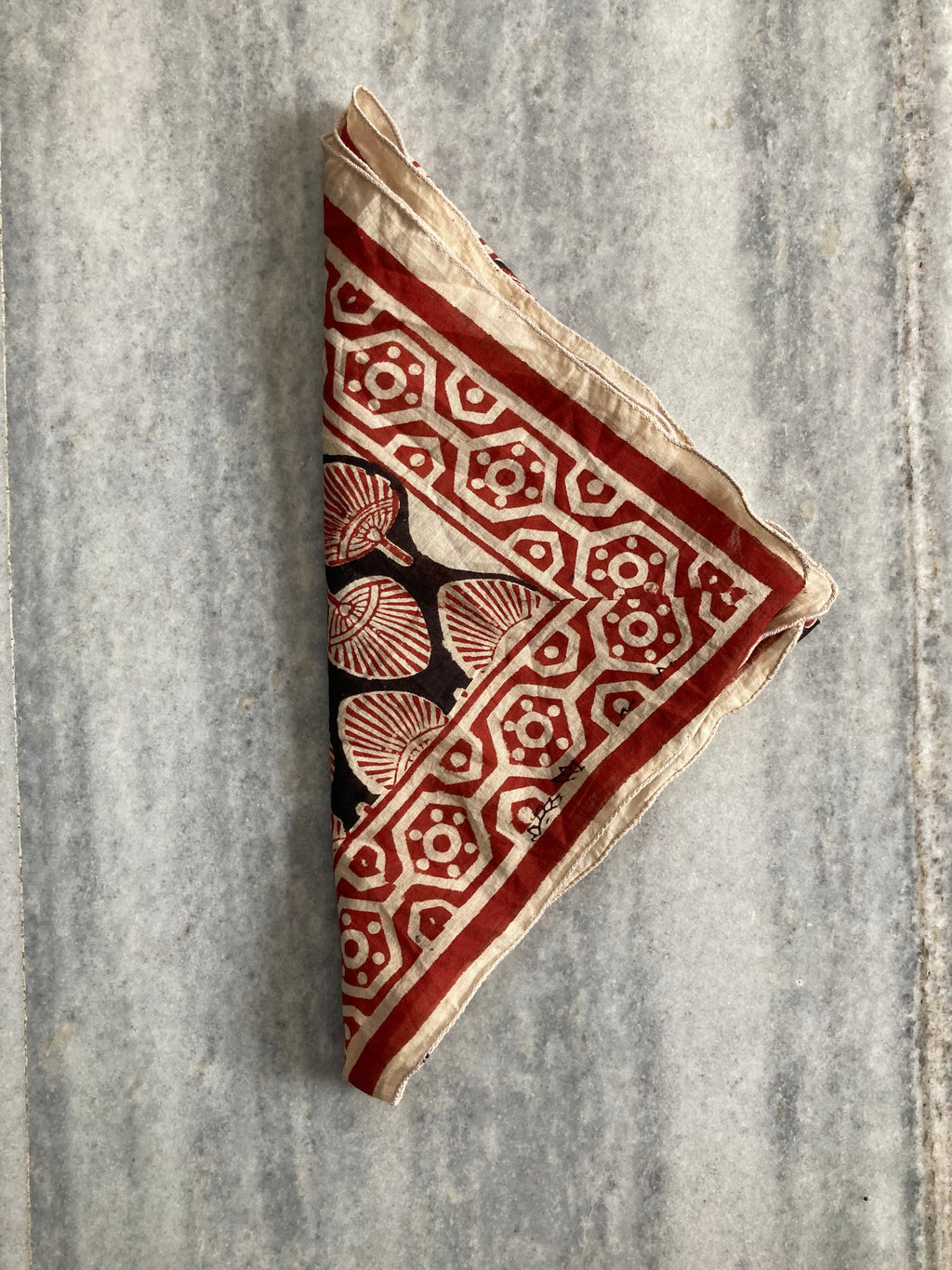 Hand Block Printed Cotton Bandana: Natural Dye Neckerchief - Made in India