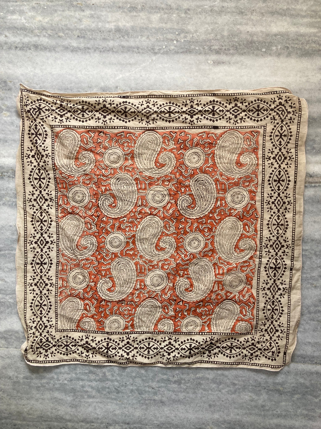 Hand Block Printed Cotton Bandana: Natural Dye Neckerchief - Made in India