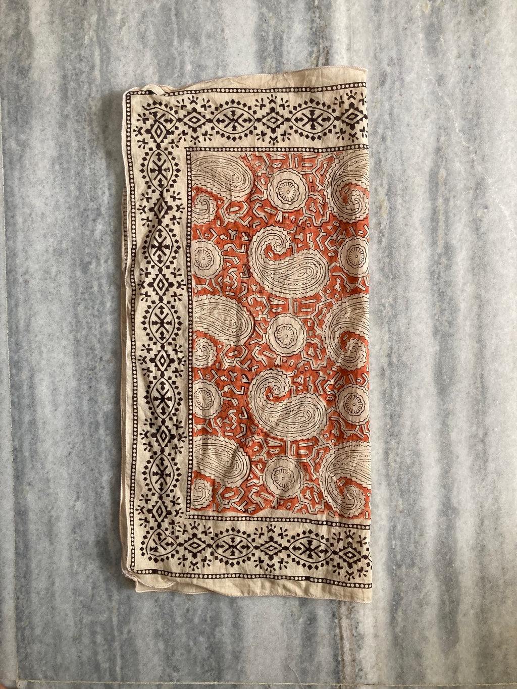 Hand Block Printed Cotton Bandana: Natural Dye Neckerchief - Made in India