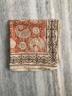 Hand Block Printed Cotton Bandana: Natural Dye Neckerchief - Made in India